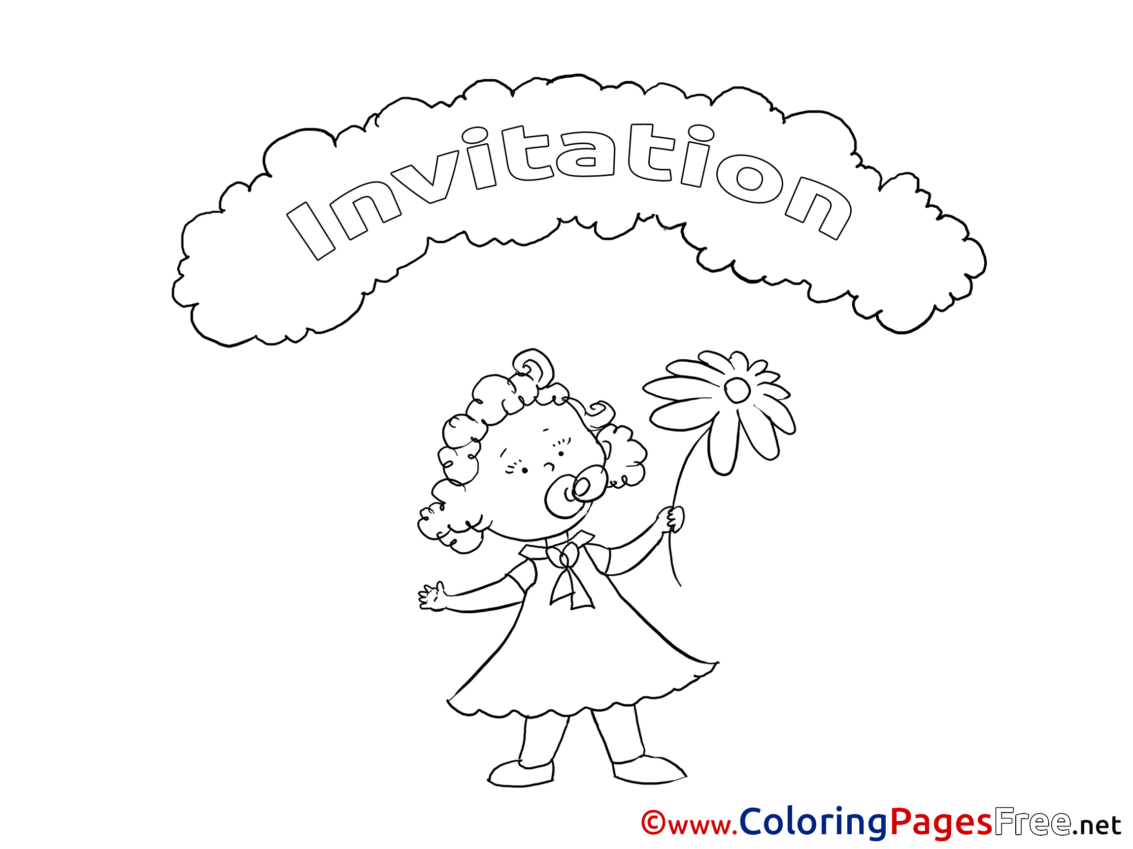 Girl free Colouring Page Birthday
