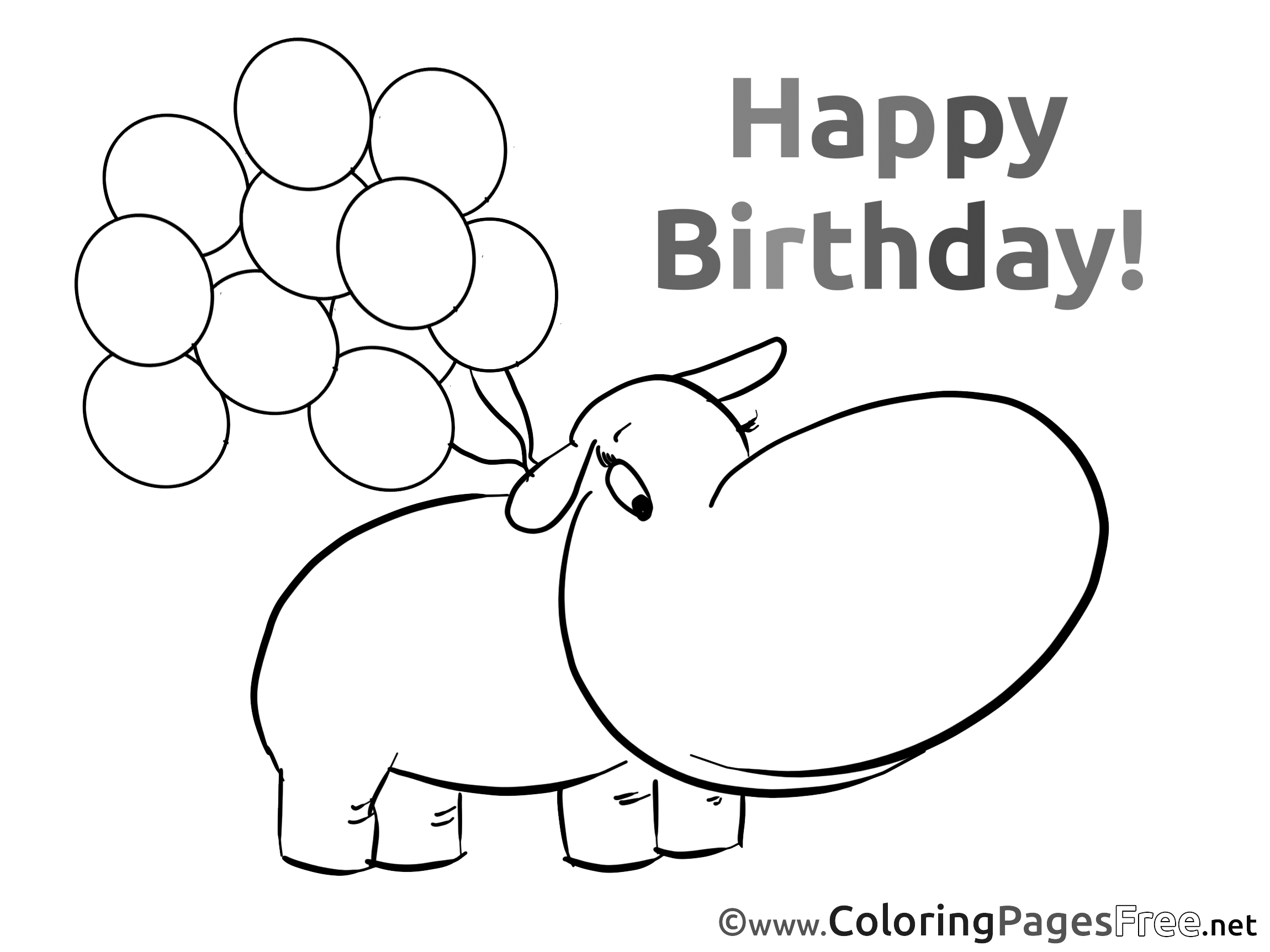 Hippo Birthday Coloring Pages download