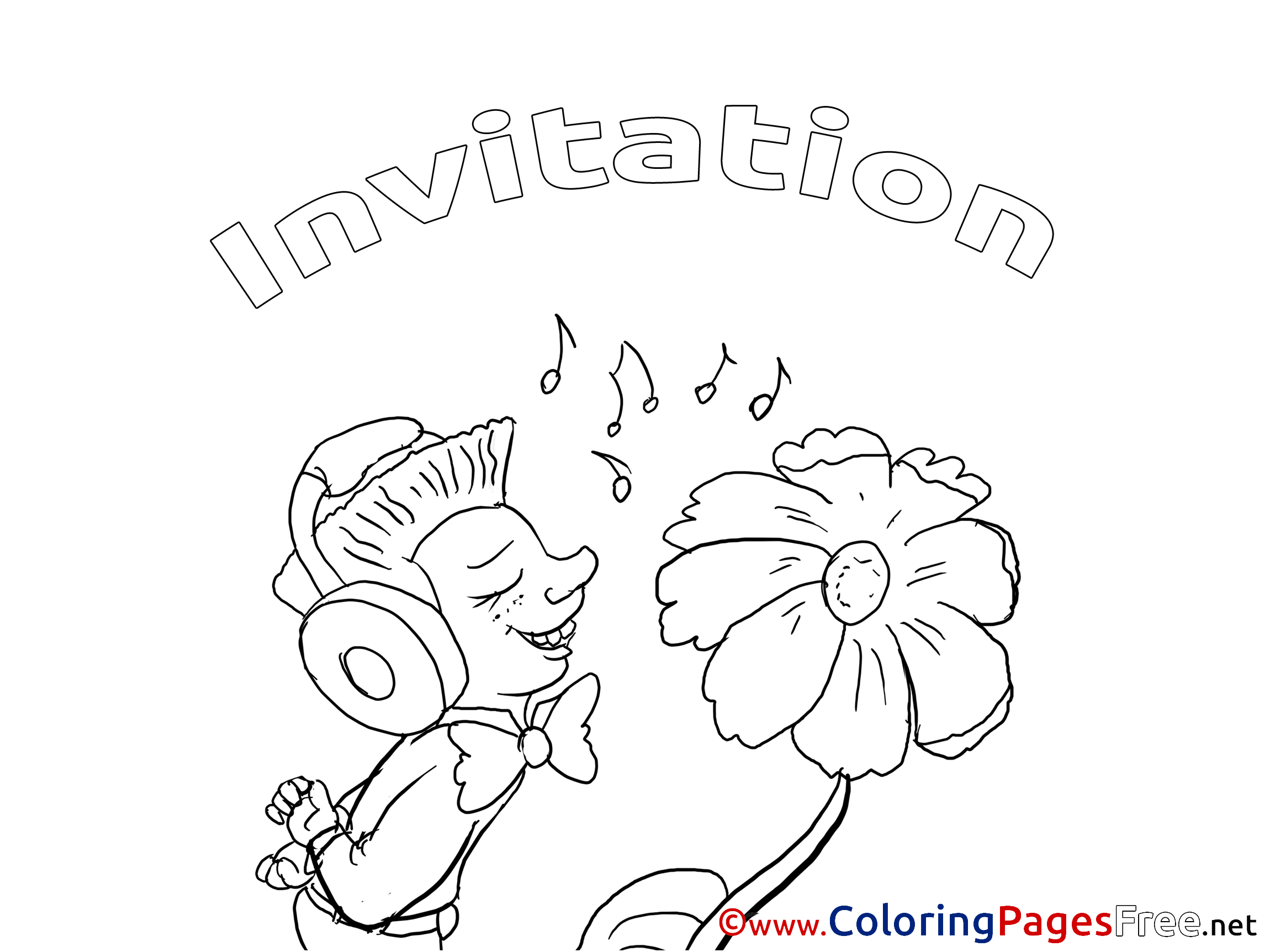 Music for Kids Birthday Colouring Page
