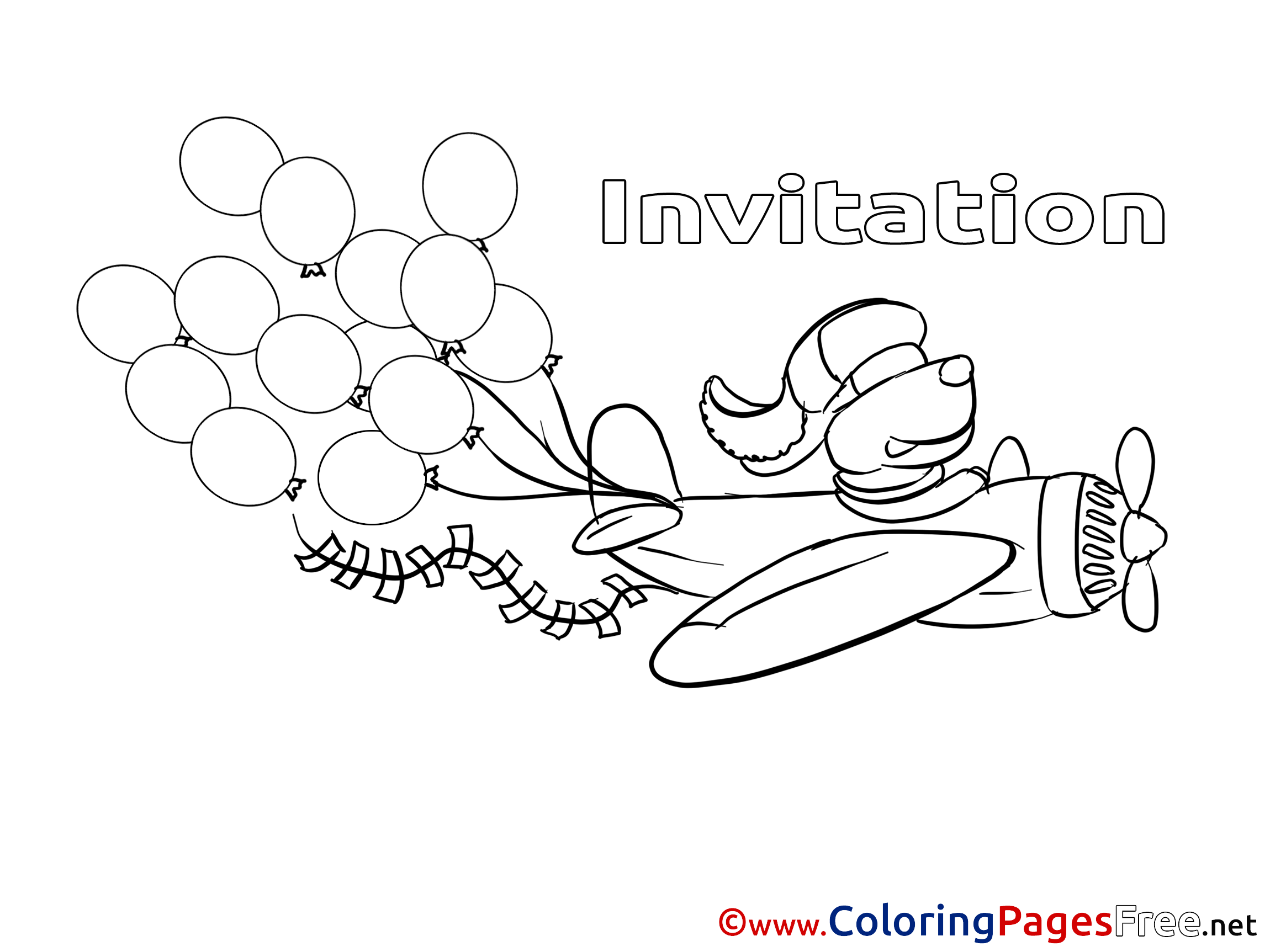 Plane Colouring Page Birthday free