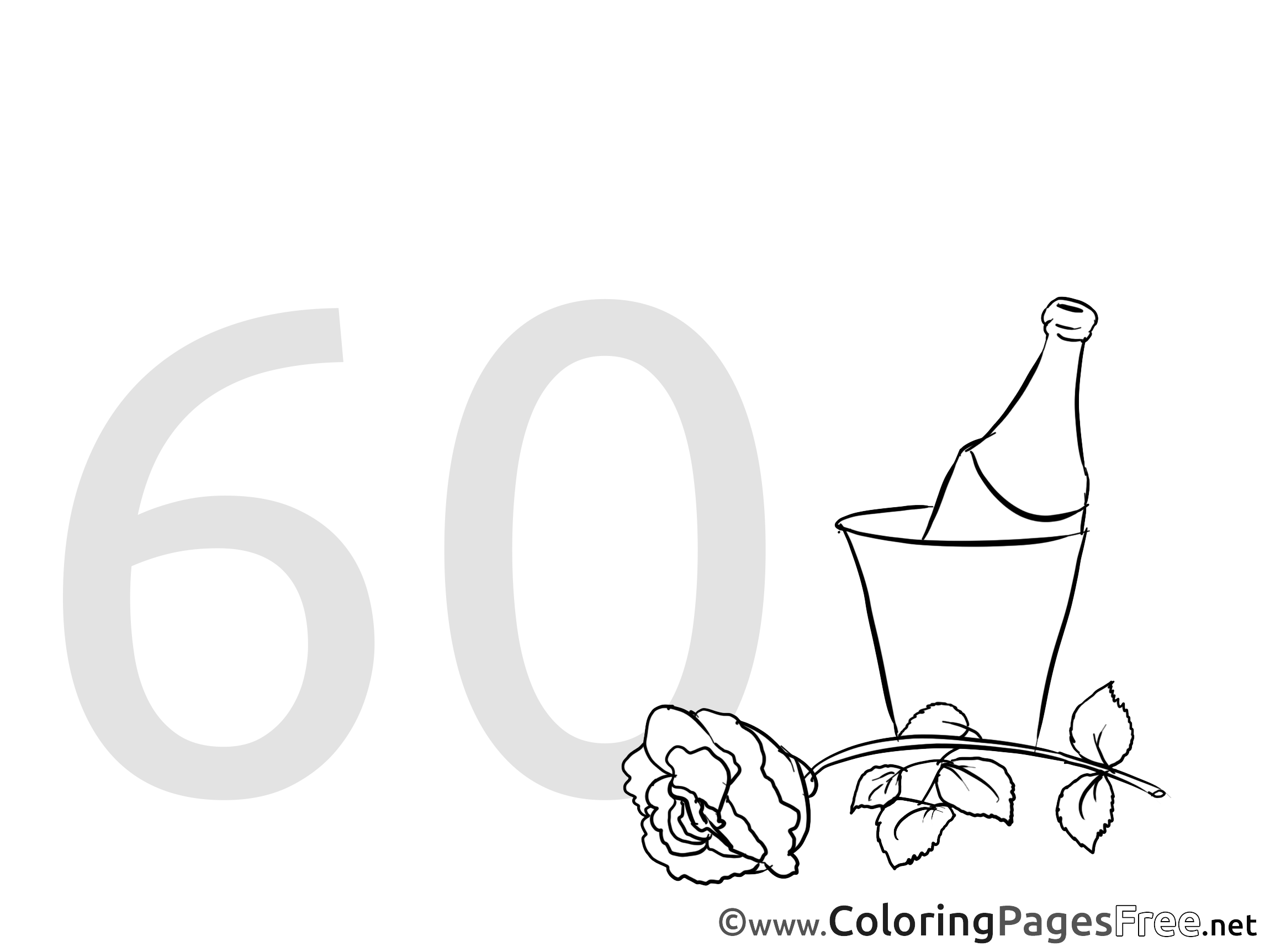 Shampagne 60 Years Birthday Free Coloring Pages
