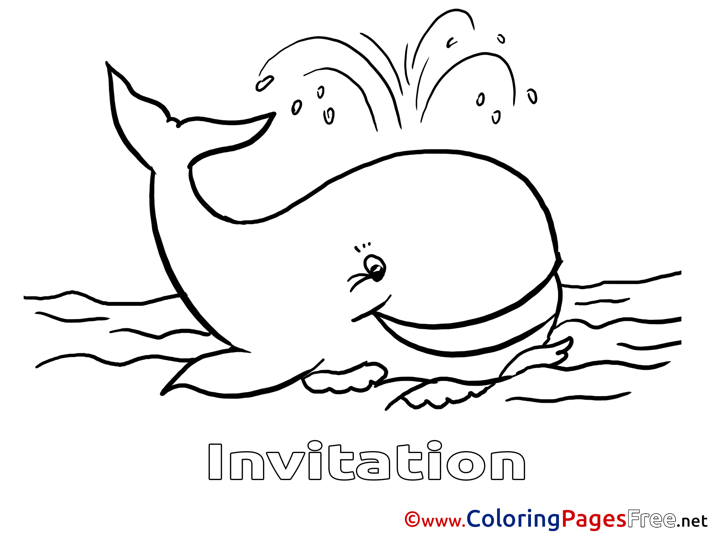 Whale for Kids Birthday Colouring Page