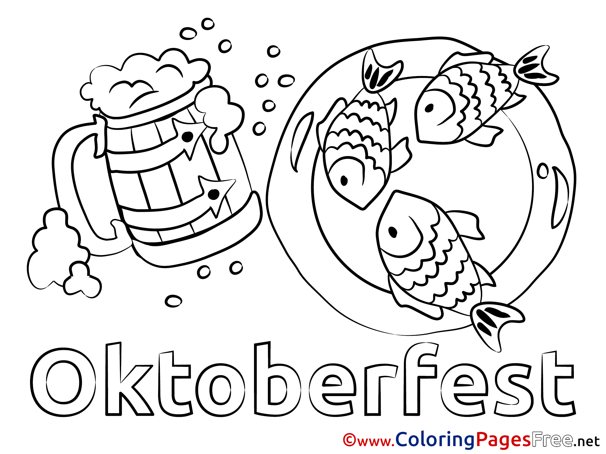 Fish Oktoberfest Children Coloring Pages Free