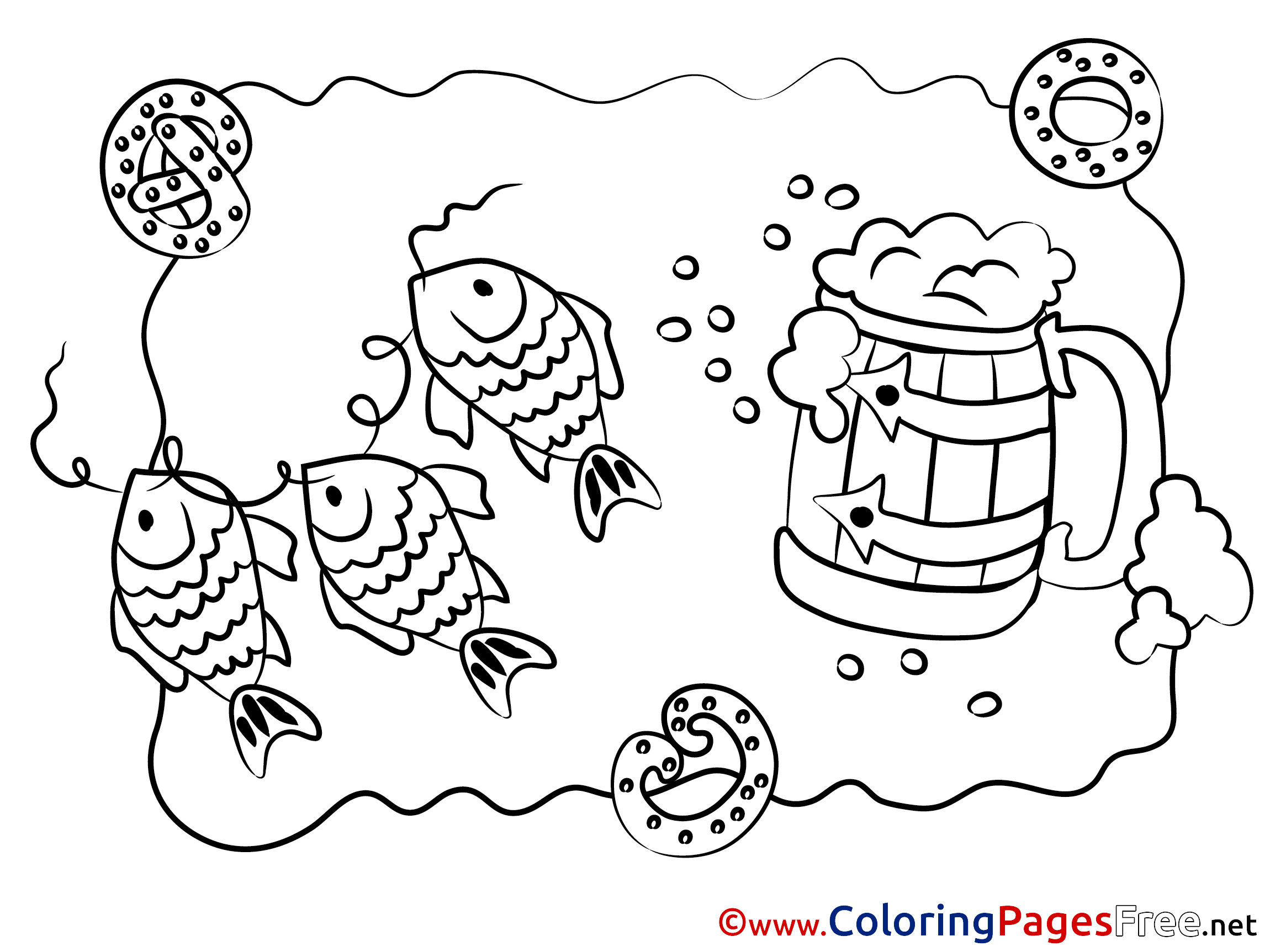 Fish Oktoberfest Download Printable Coloring Pages