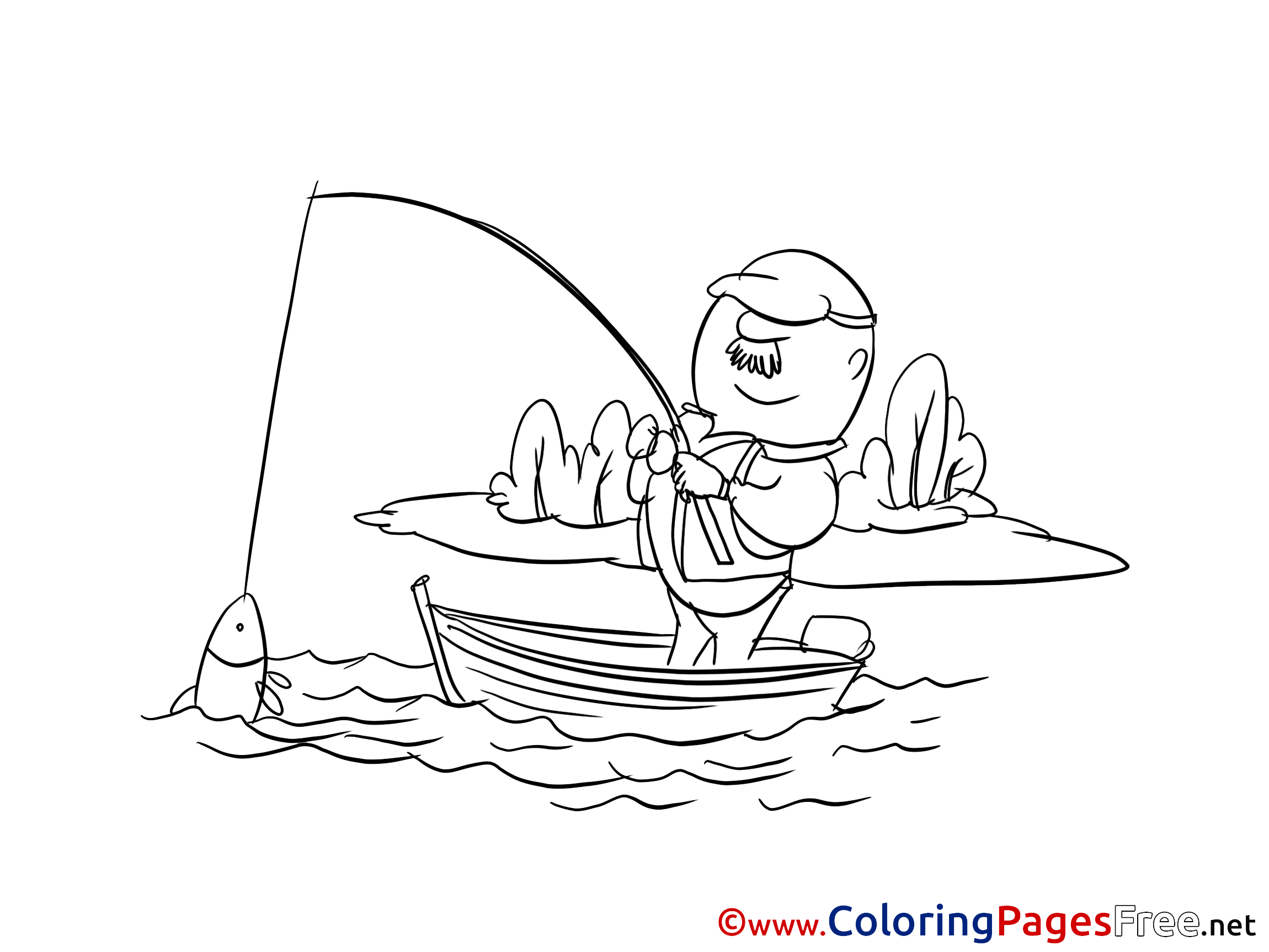 Fisherman for Kids printable Colouring Page