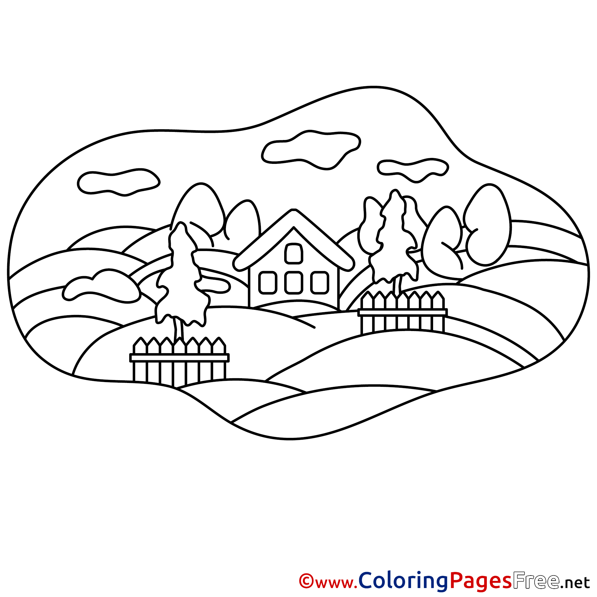 House for Kids printable Colouring Page