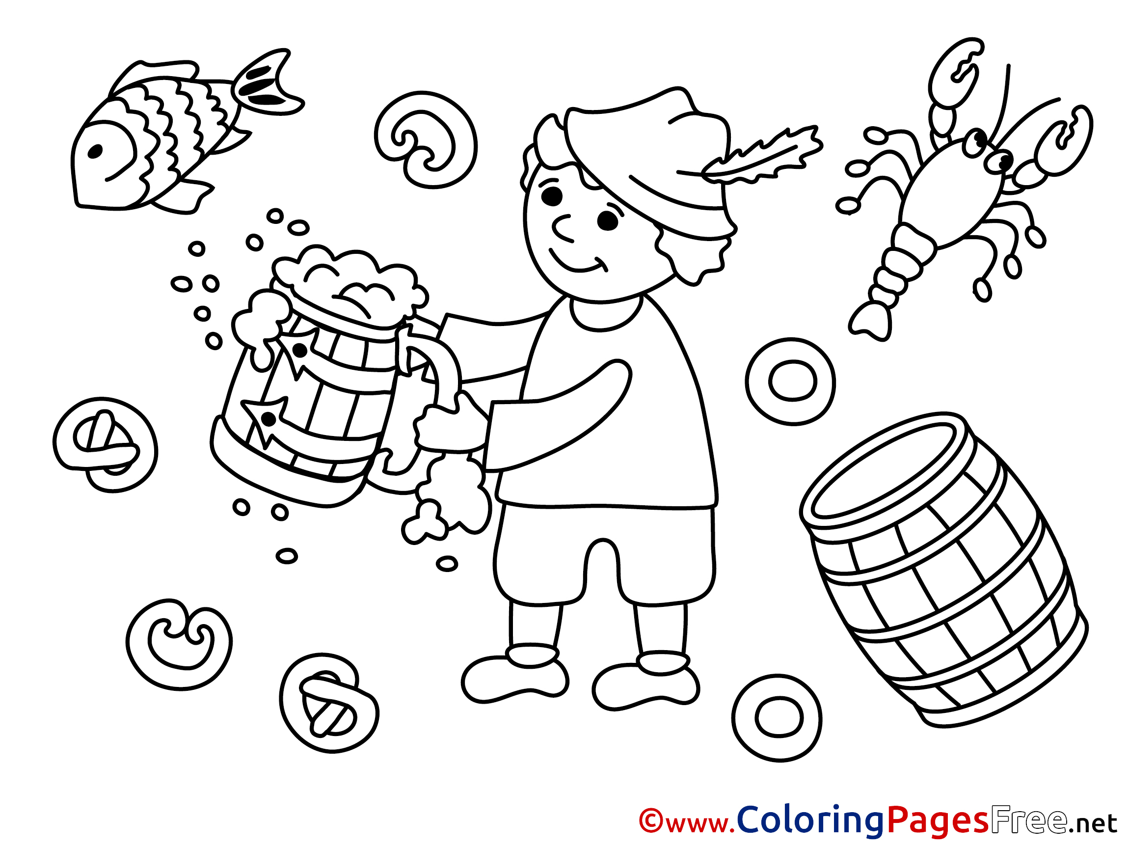 Mug Beer Oktoberfest for Children free Coloring Pages