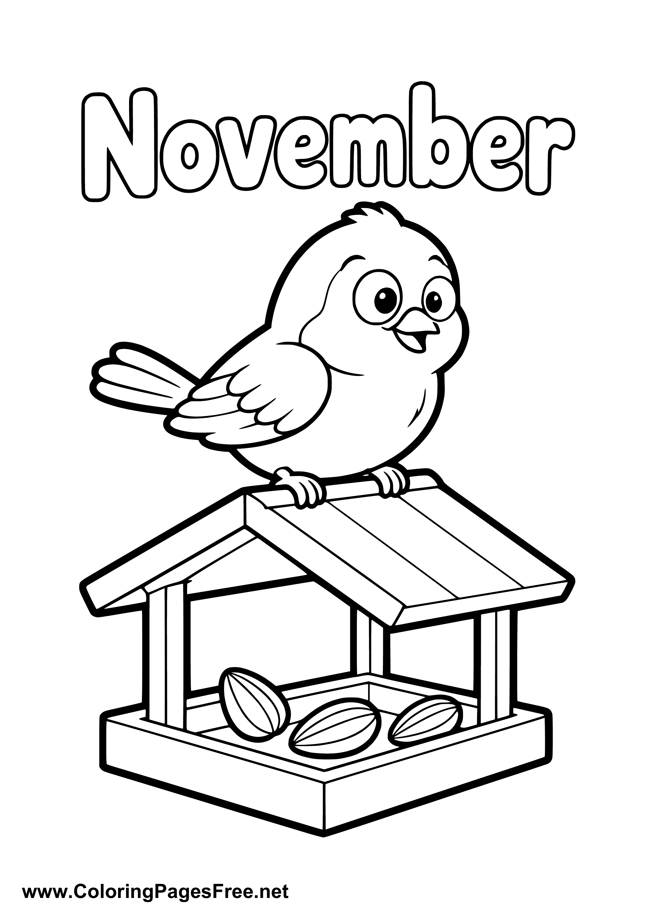 Valentine Pages Using Html November Coloring Page of Small Bird at a Bird Feeder