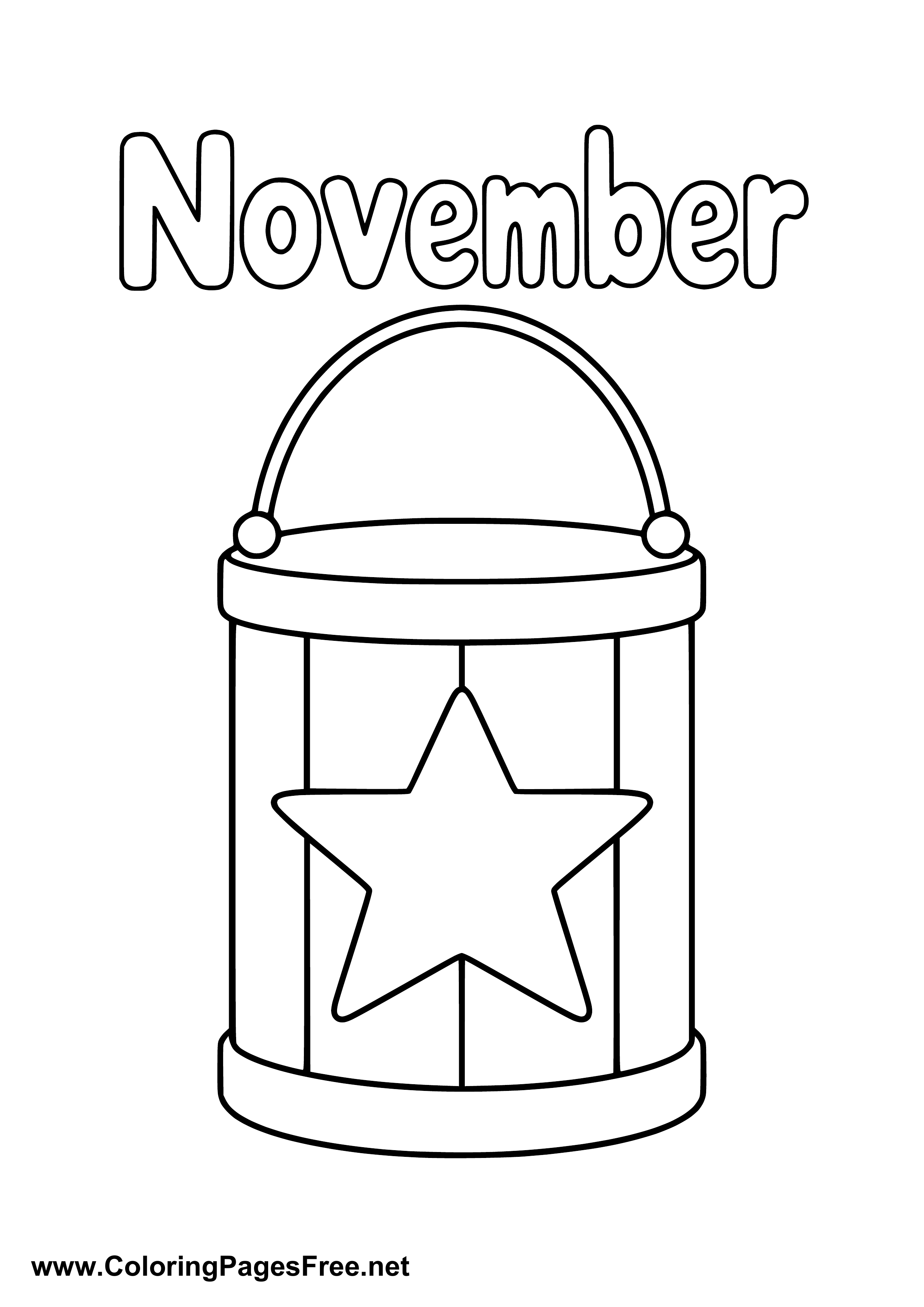 November Name Graphics November Coloring Page with Star Lantern