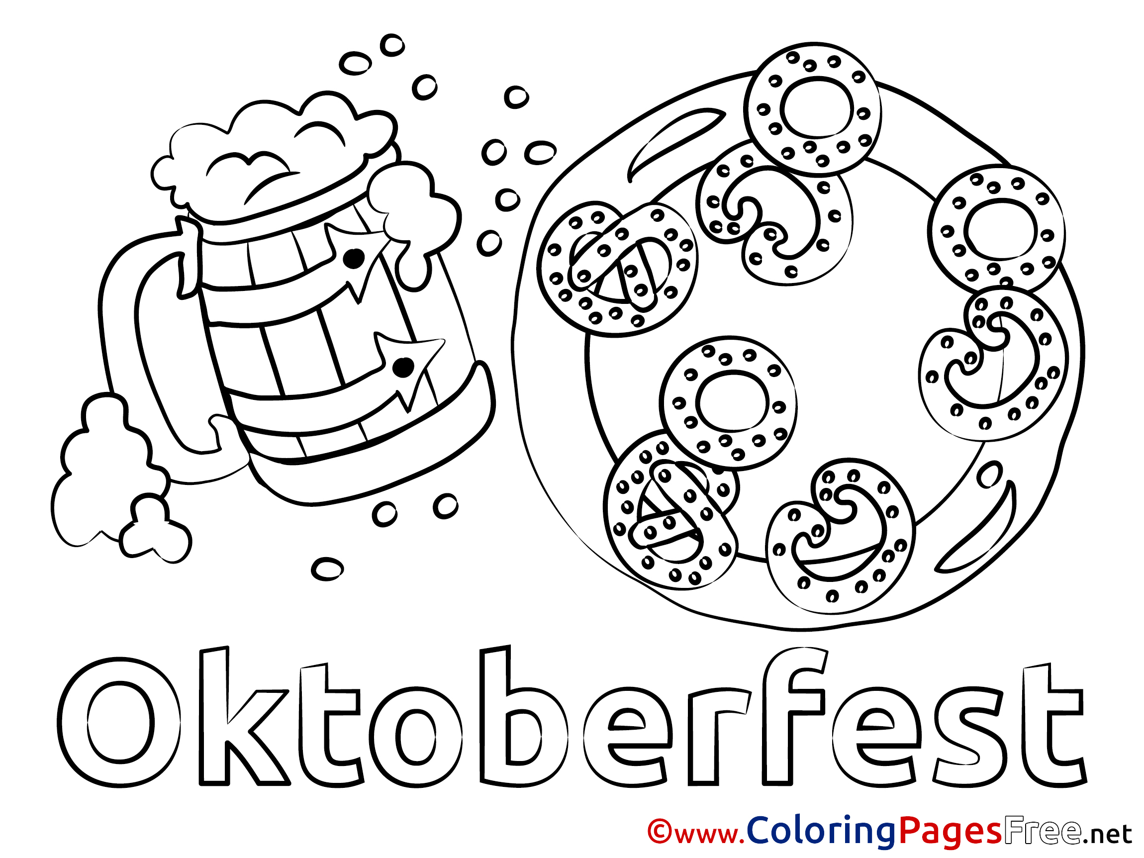 Pretzel Oktoberfest Kids Download Coloring Pages