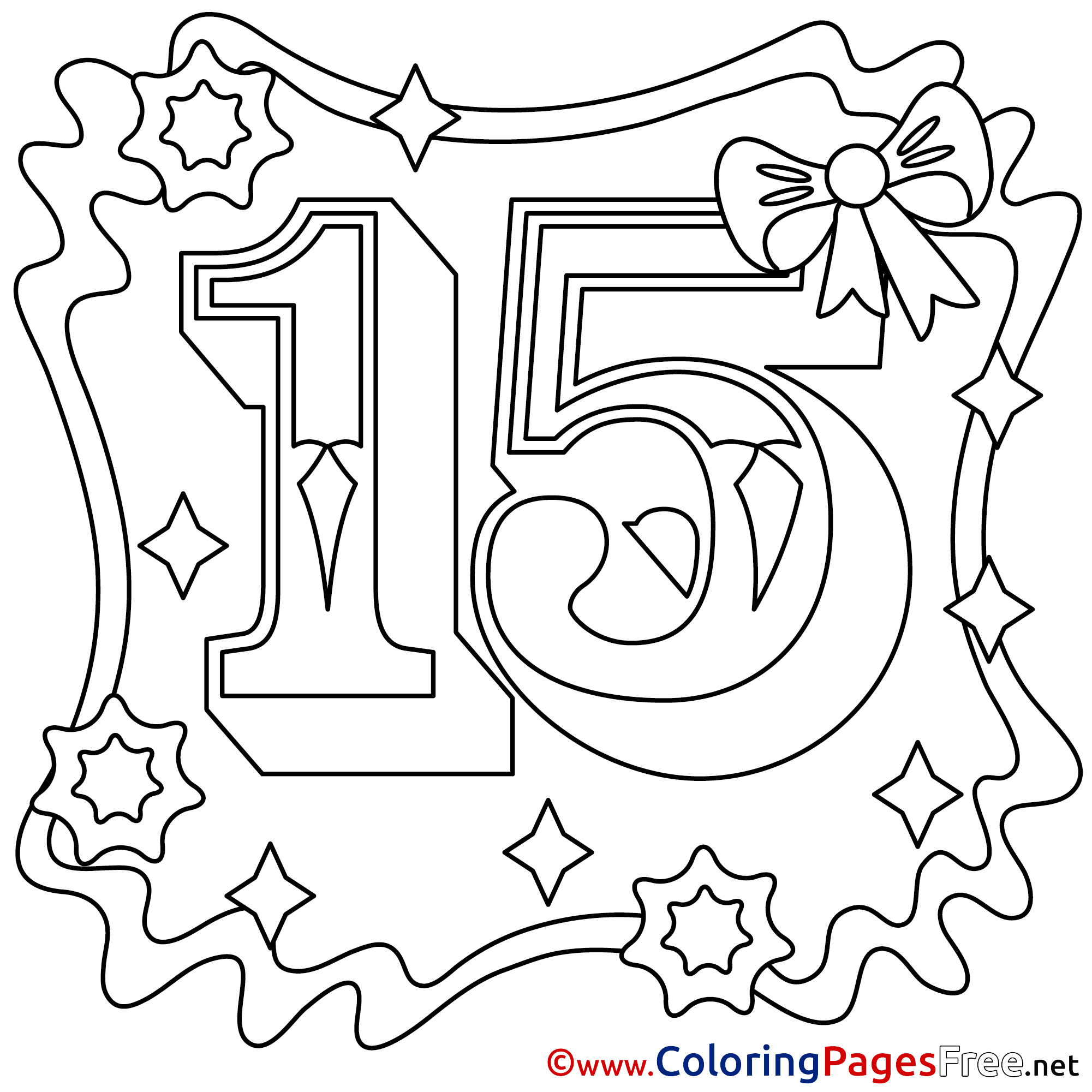 Number 15 Coloring Page