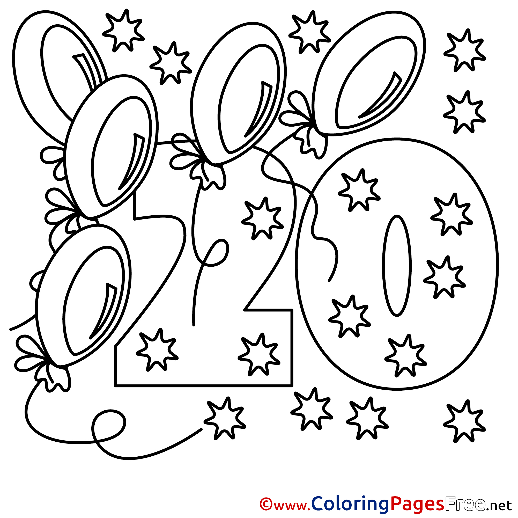20 Years Stars Happy Birthday Coloring Pages Download