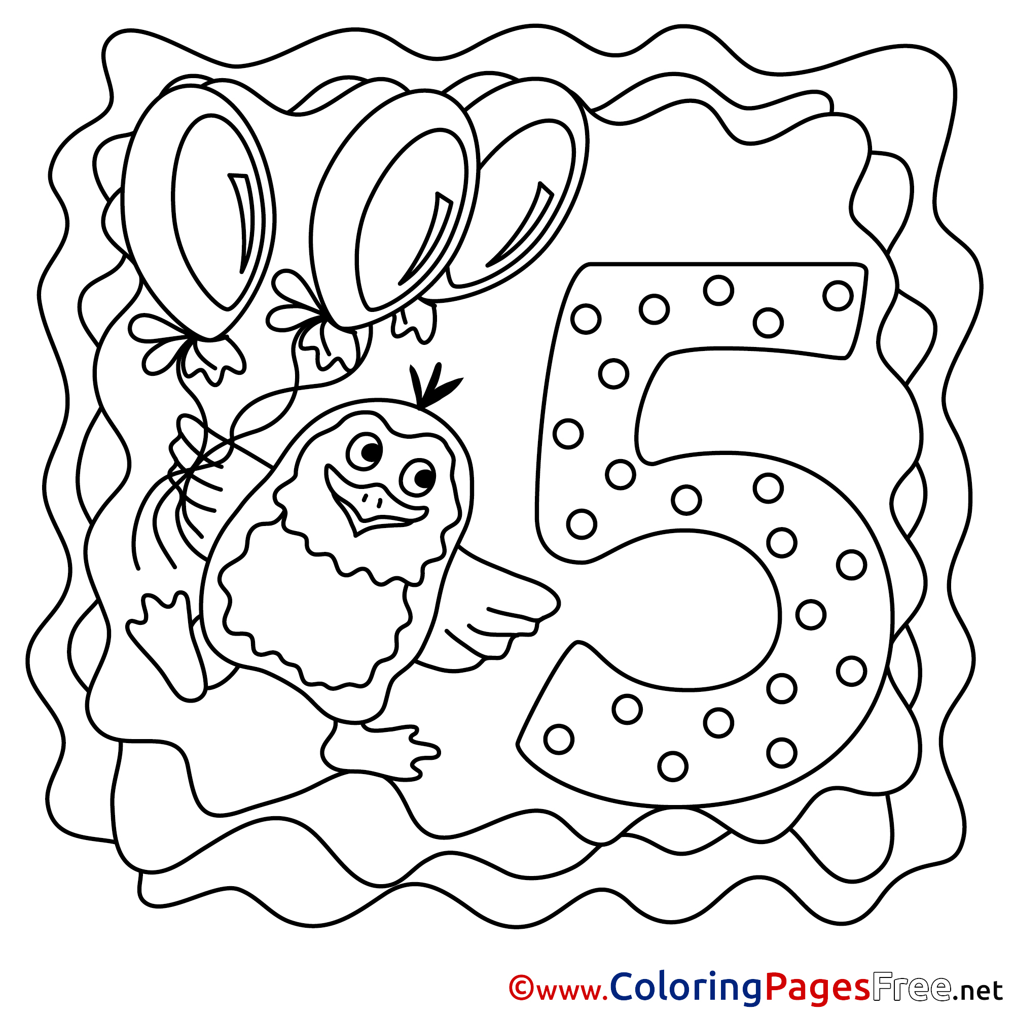 Happy Birthday 5 Coloring Pages