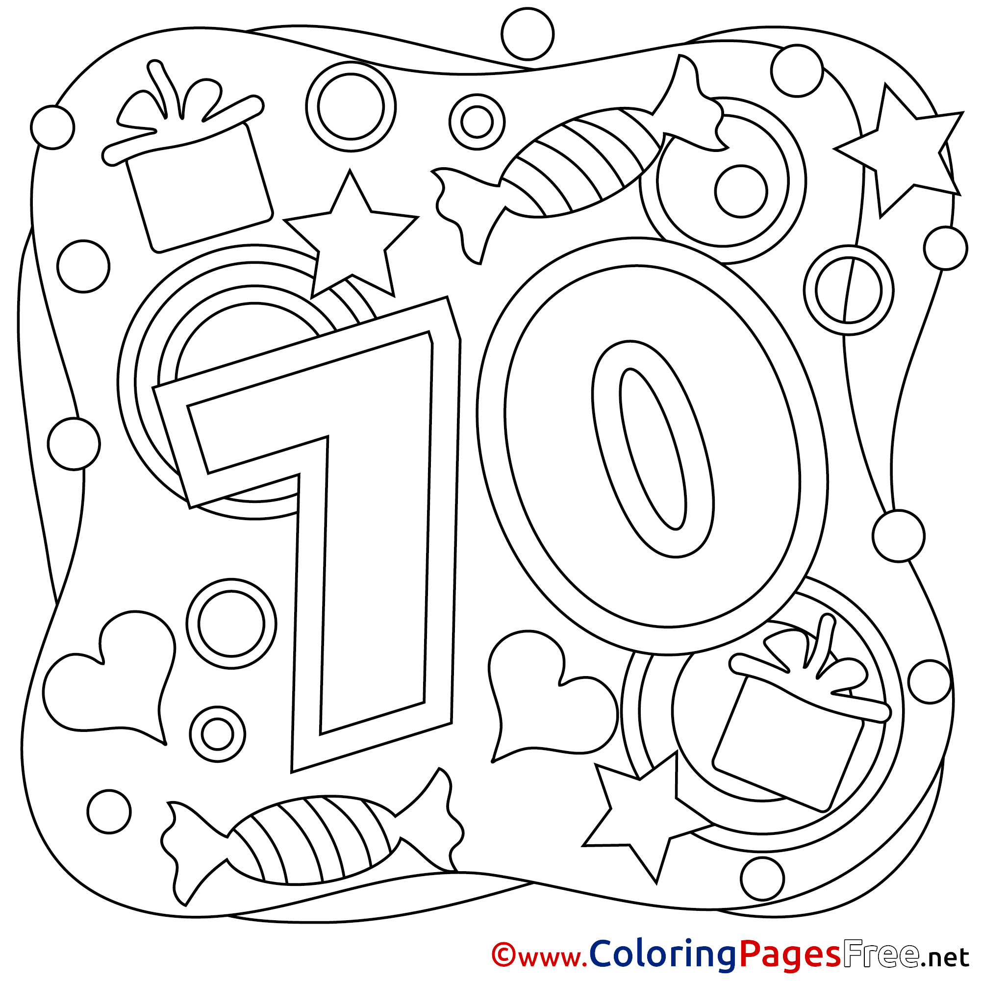 70 years happy birthday coloring pages free