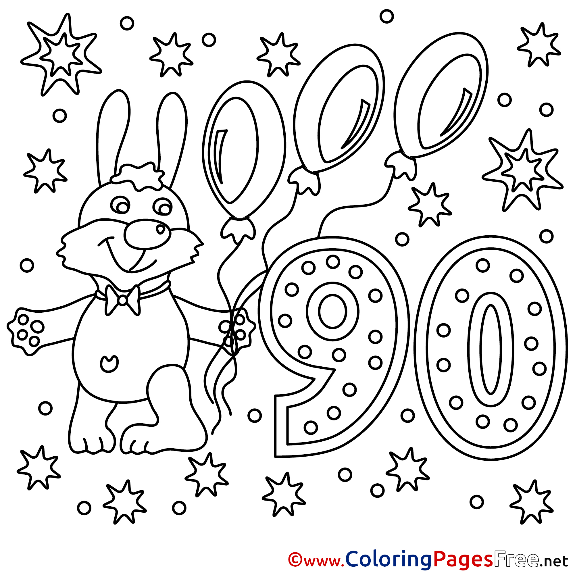 90 Years Download Happy Birthday Coloring Pages