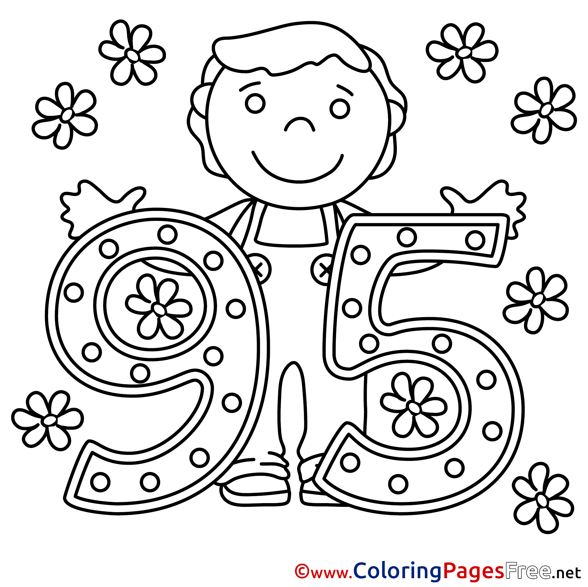 95 Years Flowers Download Happy Birthday Coloring Pages