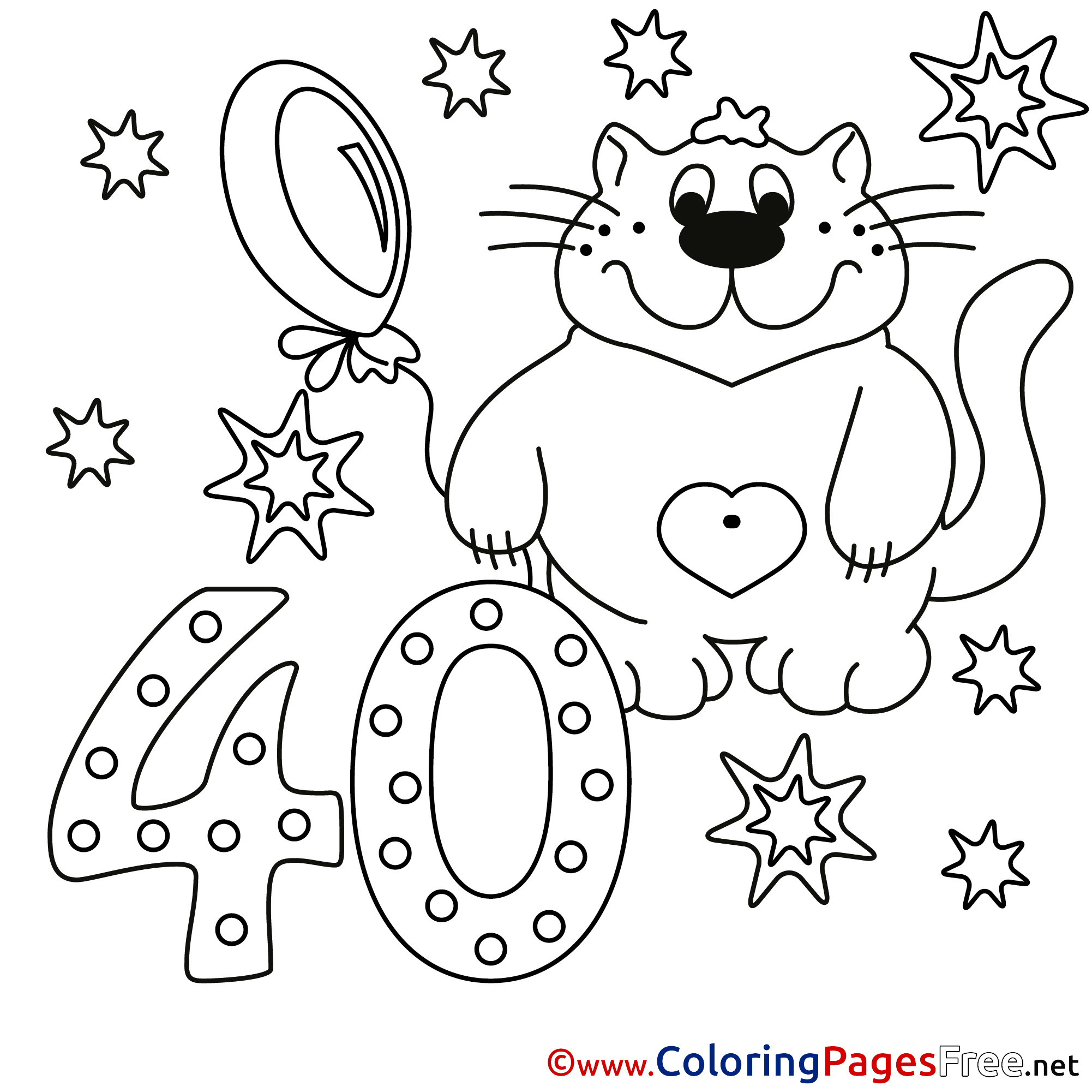 40 Birthday Coloring Pages 2025 