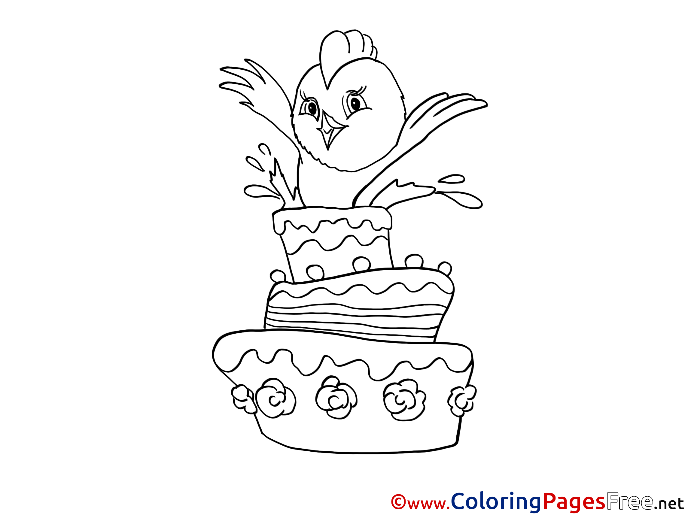 Chicken Happy Birthday Coloring Pages Free