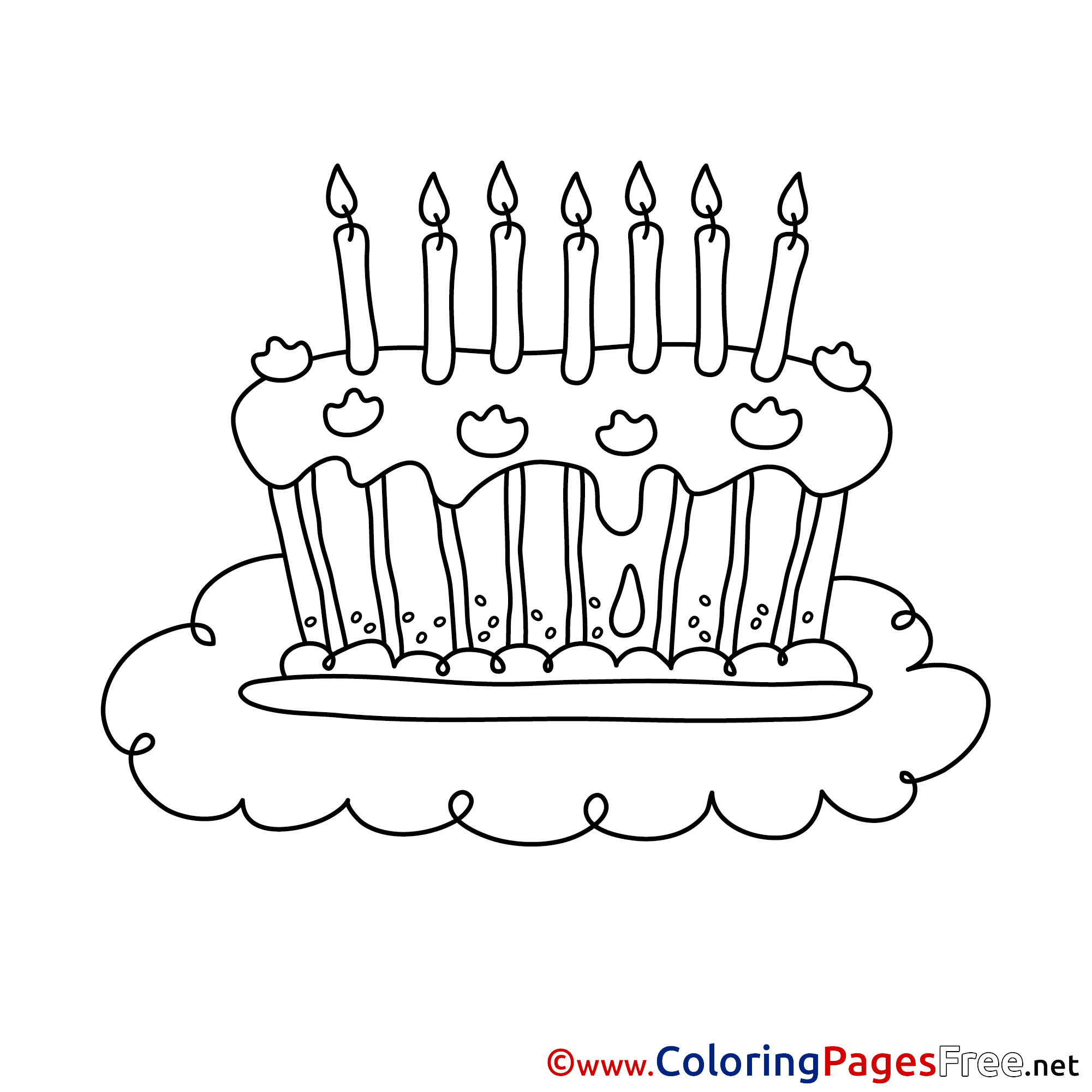 Happy Birthday Candles Cake Coloring Pages Free