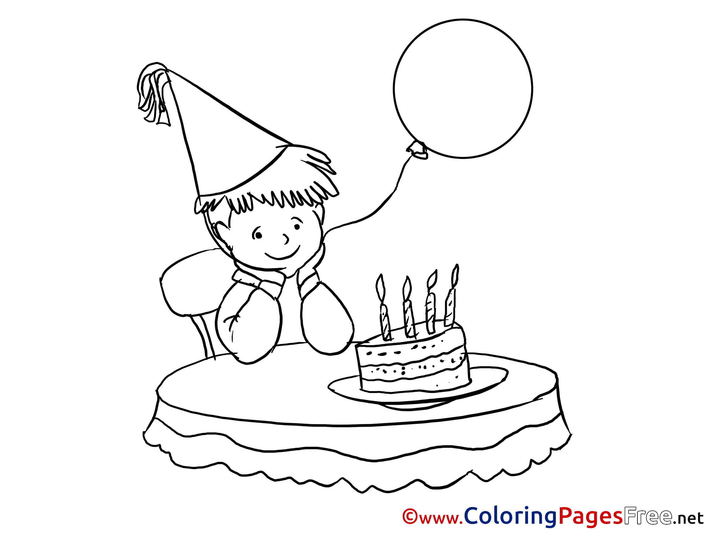 Holiday Boy Kids Happy Birthday Coloring Page