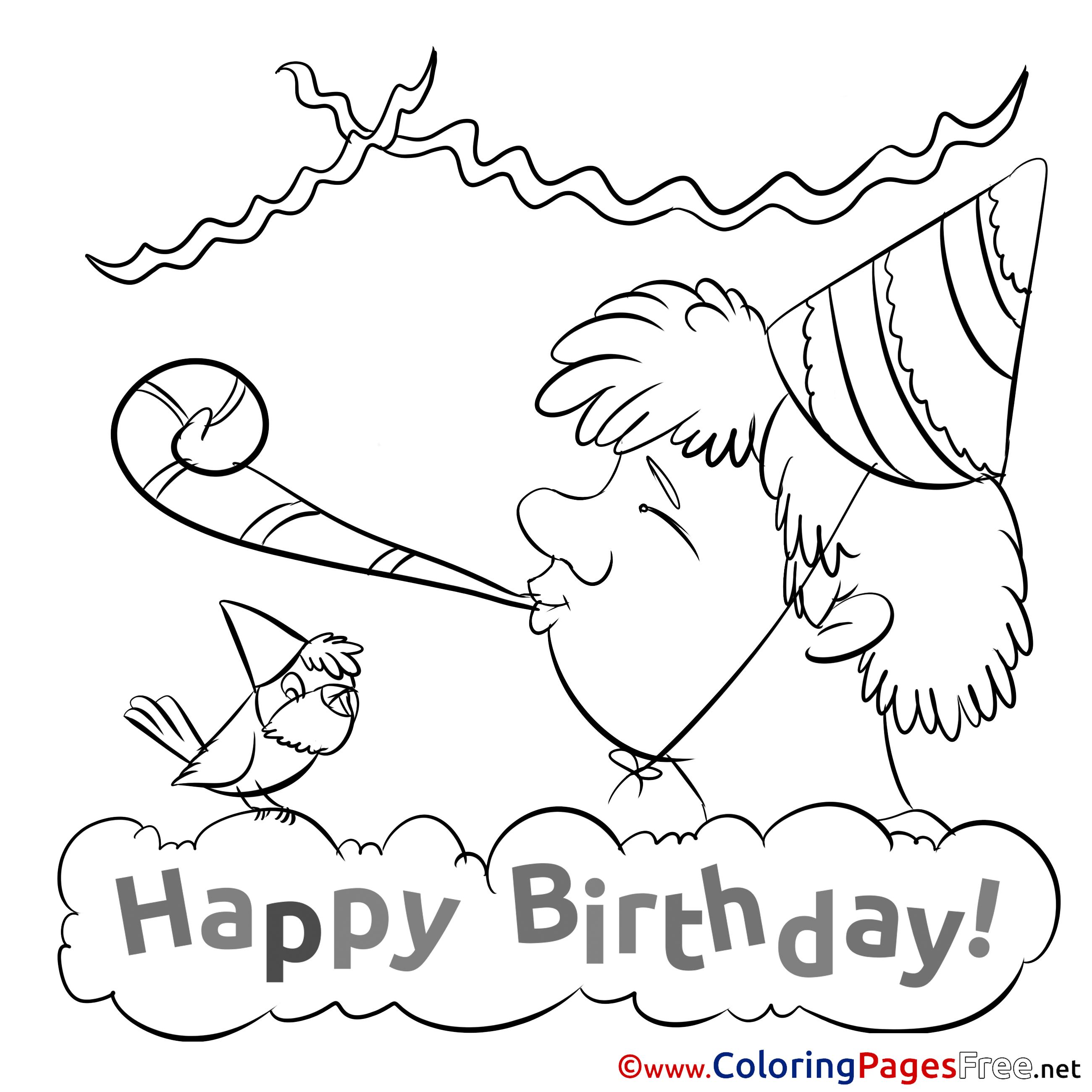 Horn Boy Bird Printable Coloring Pages Happy Birthday