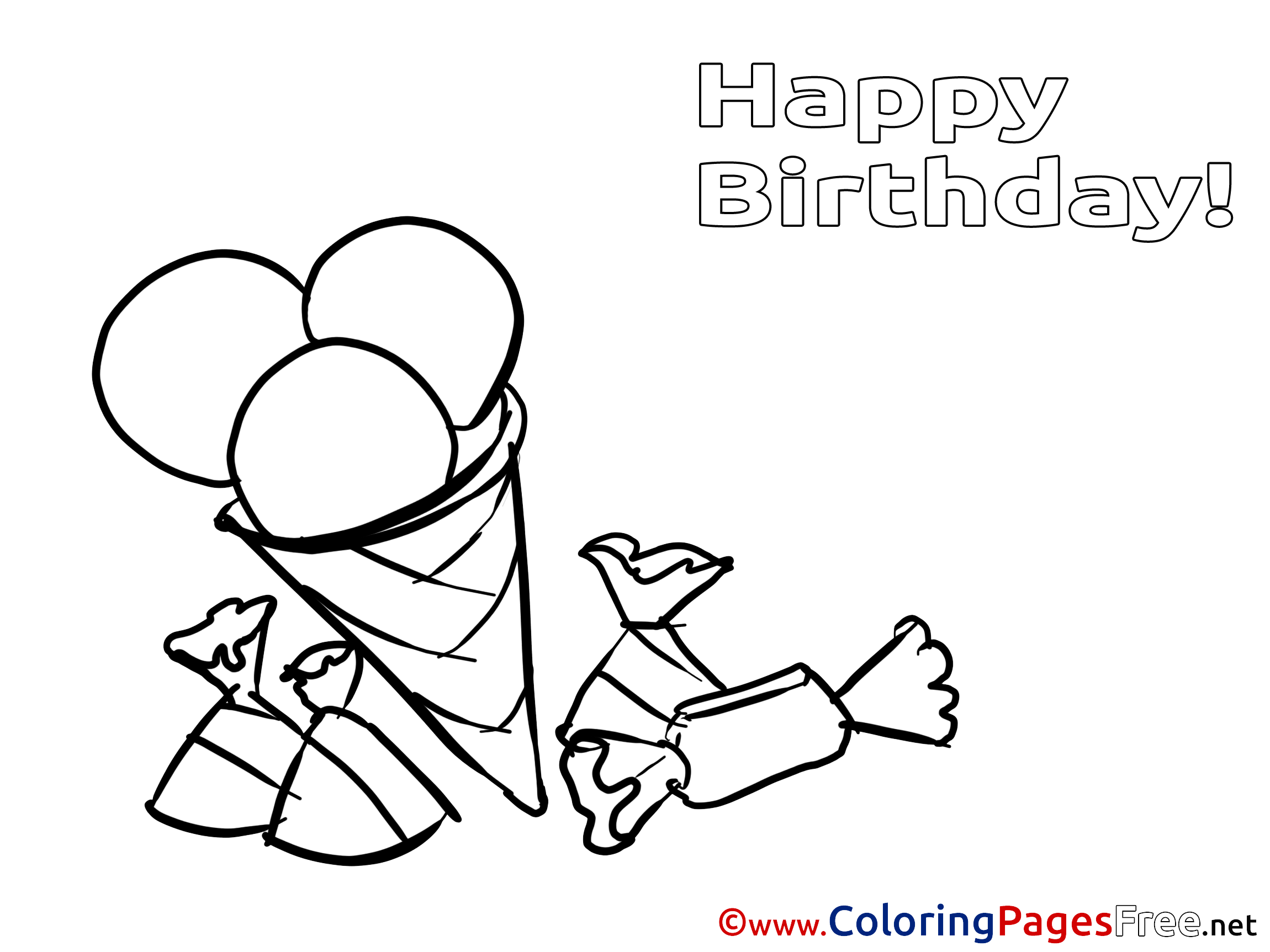 Ice Cream Colouring Sheet download Happy Birthday