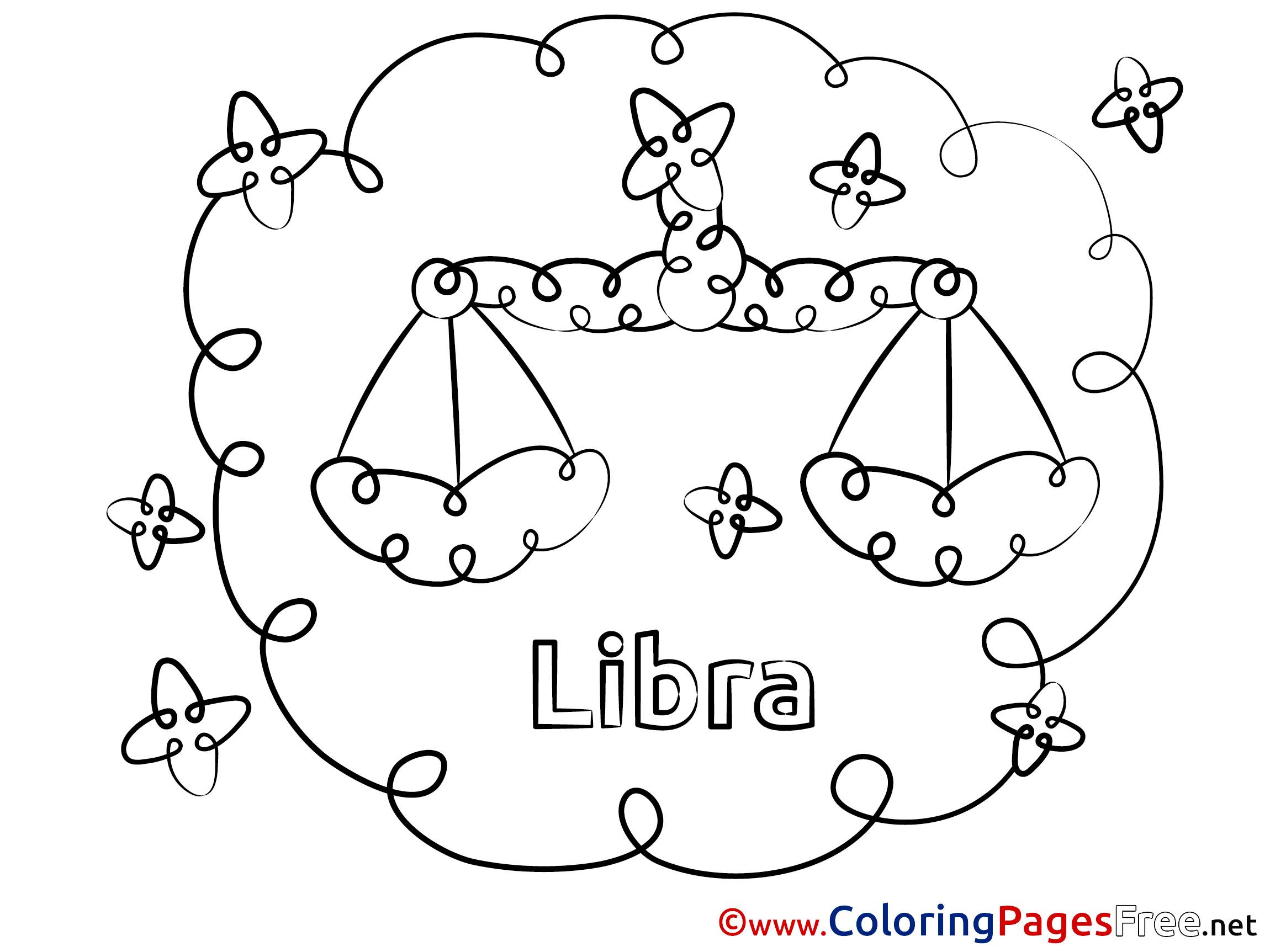 Libra Kids Happy Birthday Coloring Pages