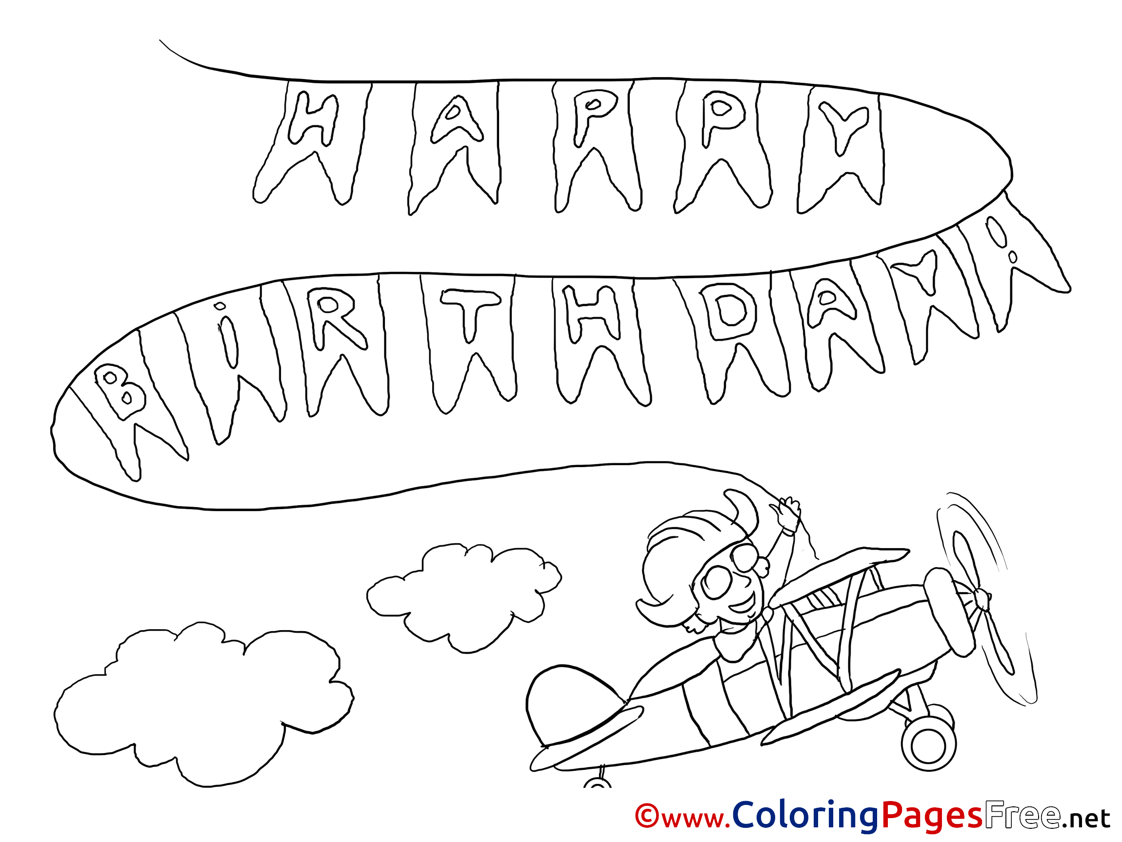 Plane Coloring Pages Happy Birthday For Free