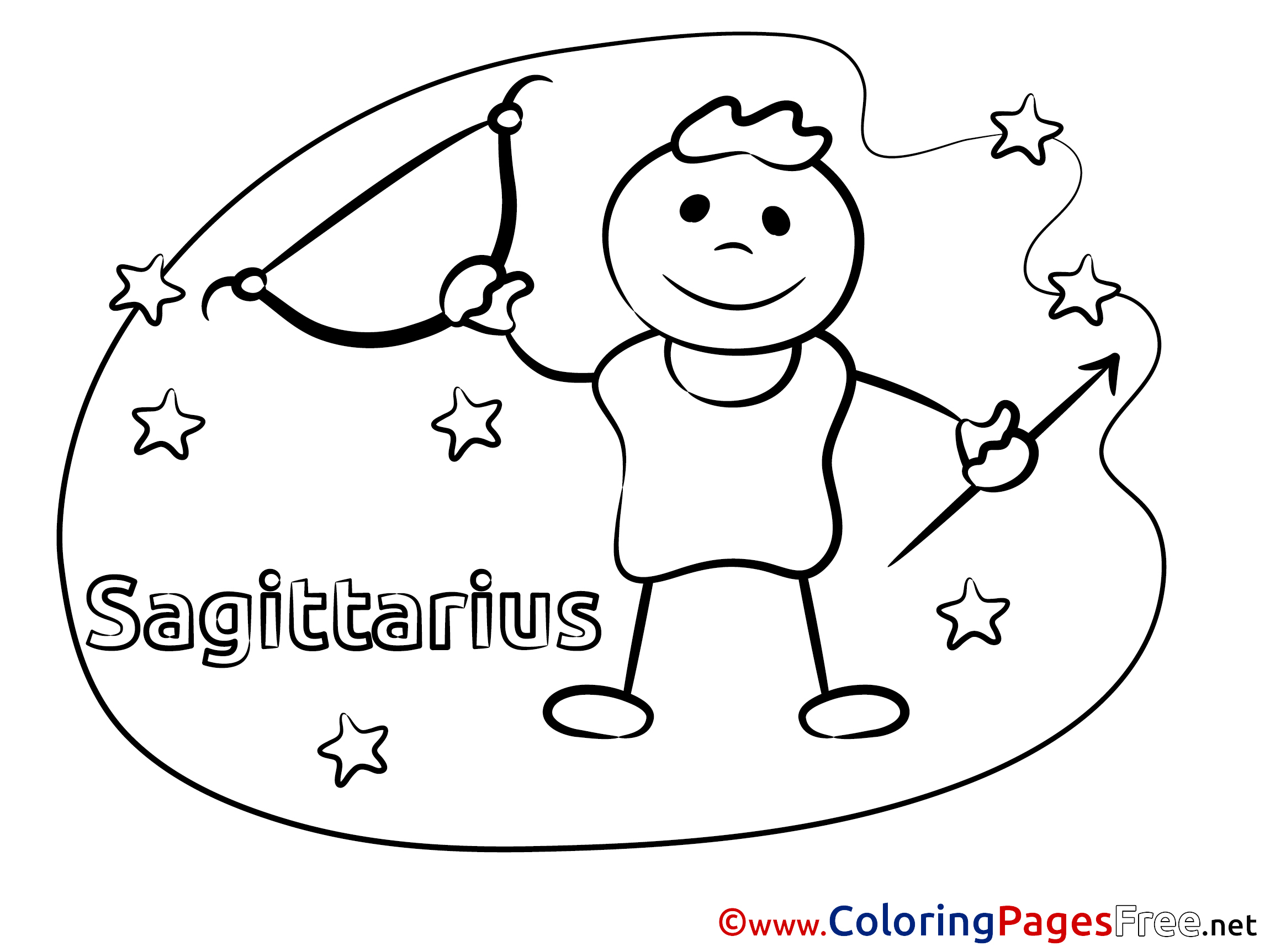 Sagittarius For Kids Happy Birthday Colouring Page