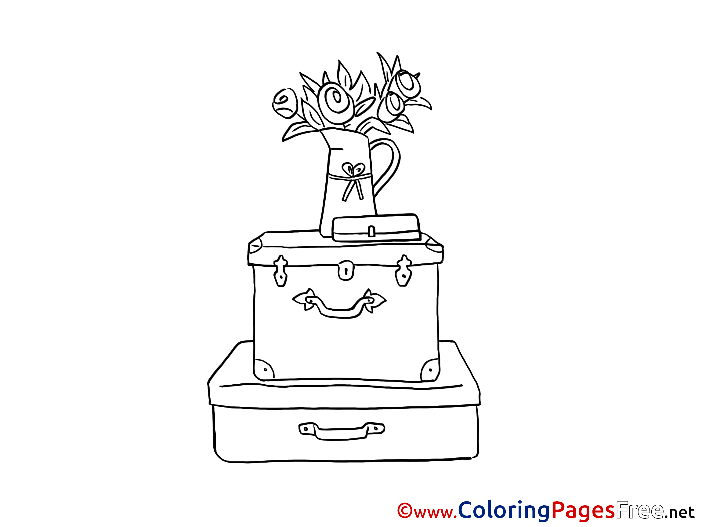 Suitcase Gifts Happy Birthday Coloring Pages Download