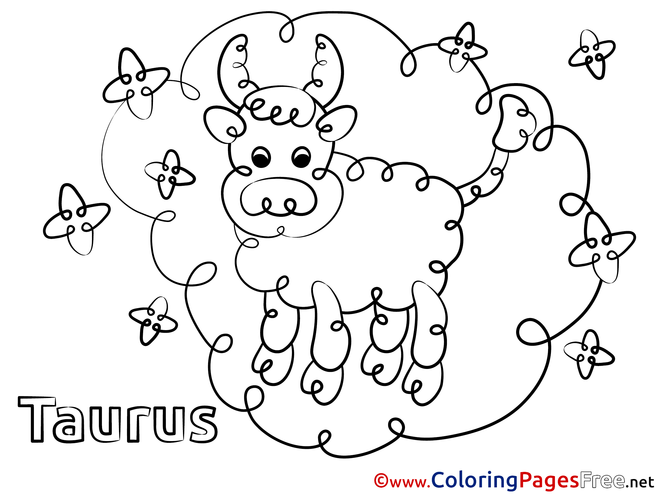 Taurus Happy Birthday Free Coloring Pages