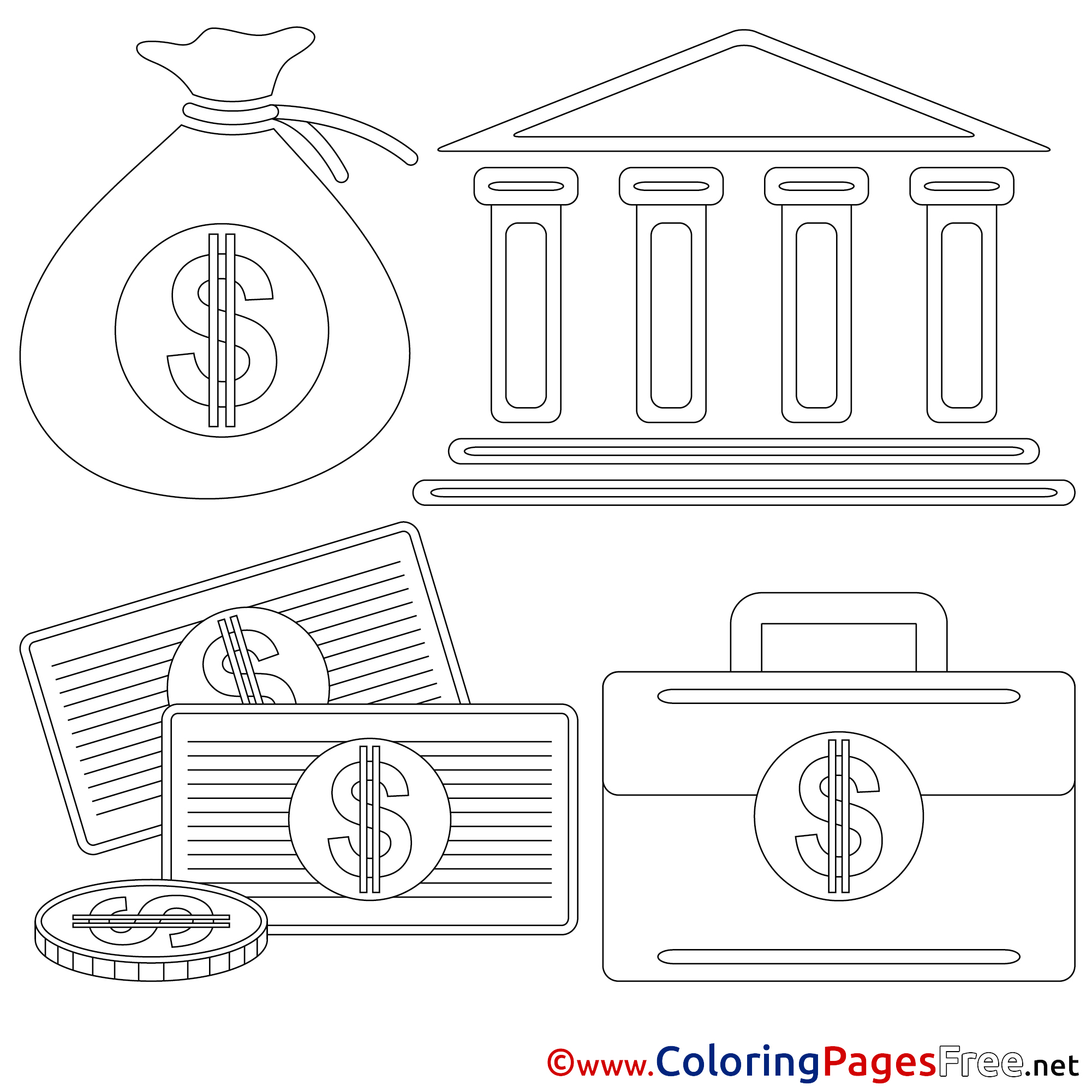 Bank free Colouring Page Business