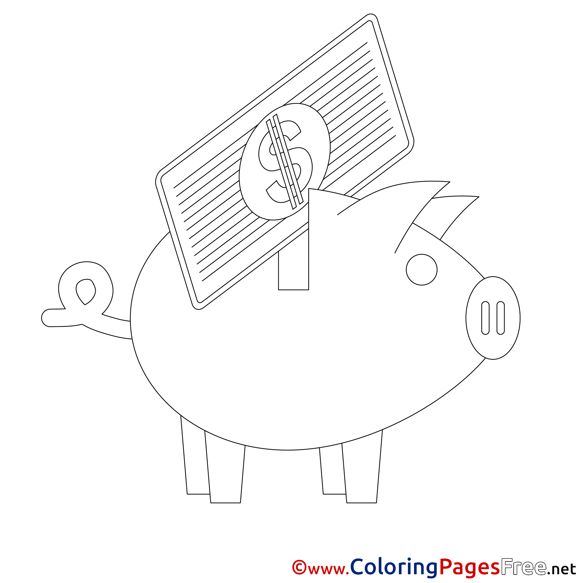 Piggy Bank Colouring Page Business Free