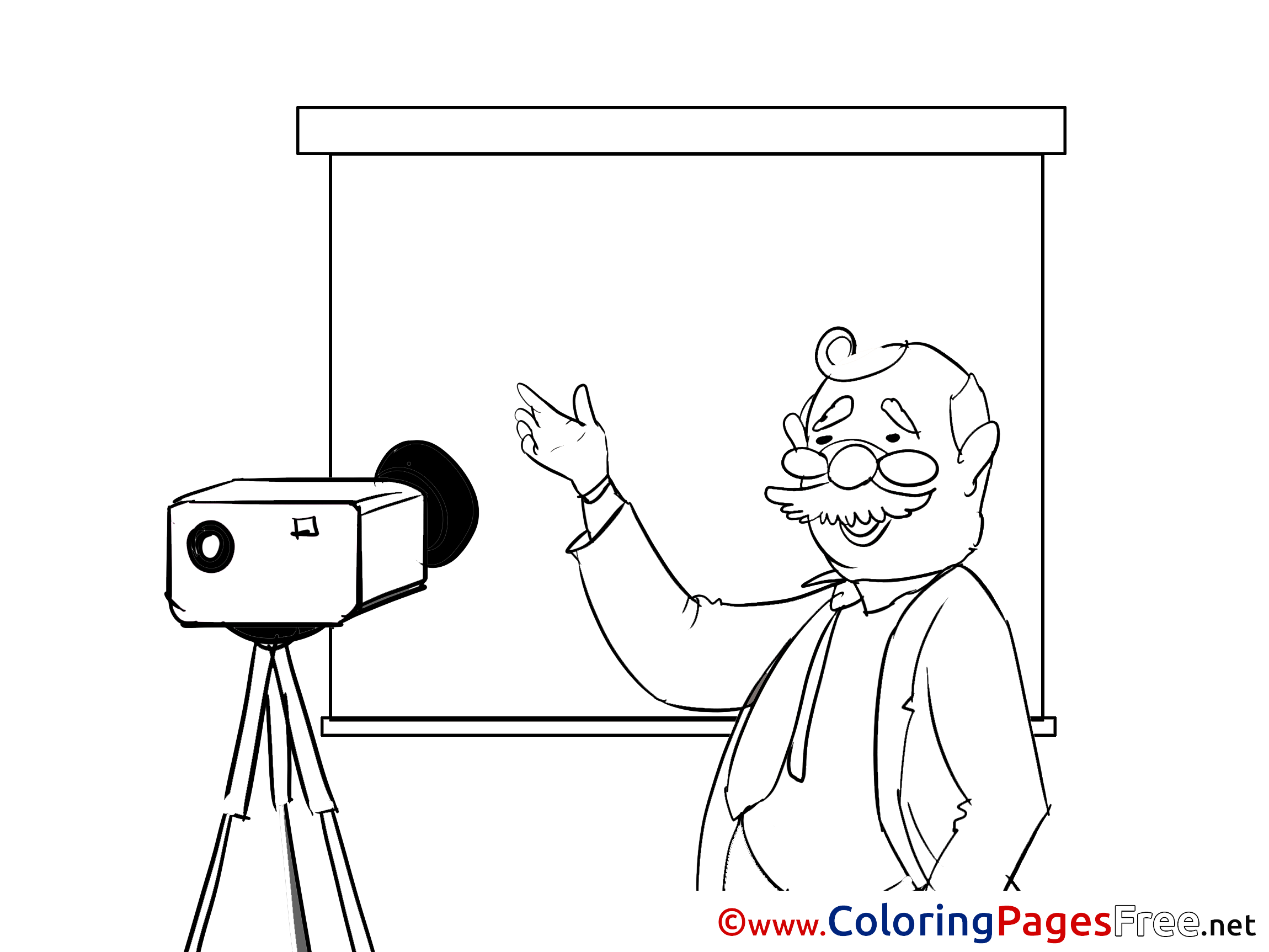 Projector Children Business Colouring Page
