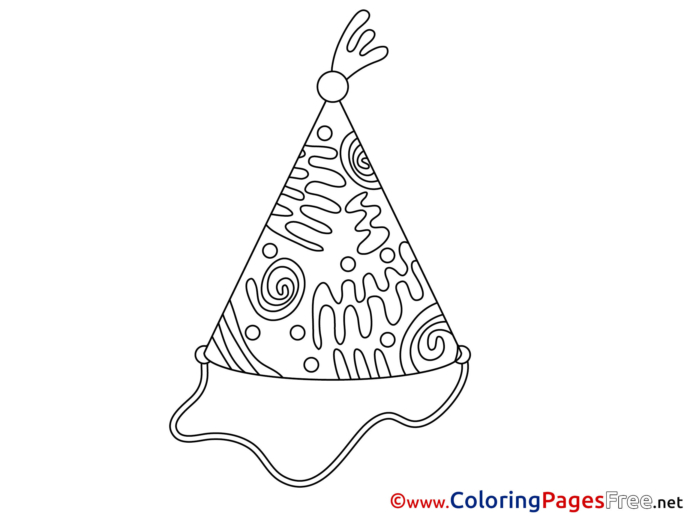 Happy Birthday Party Hat Coloring Page