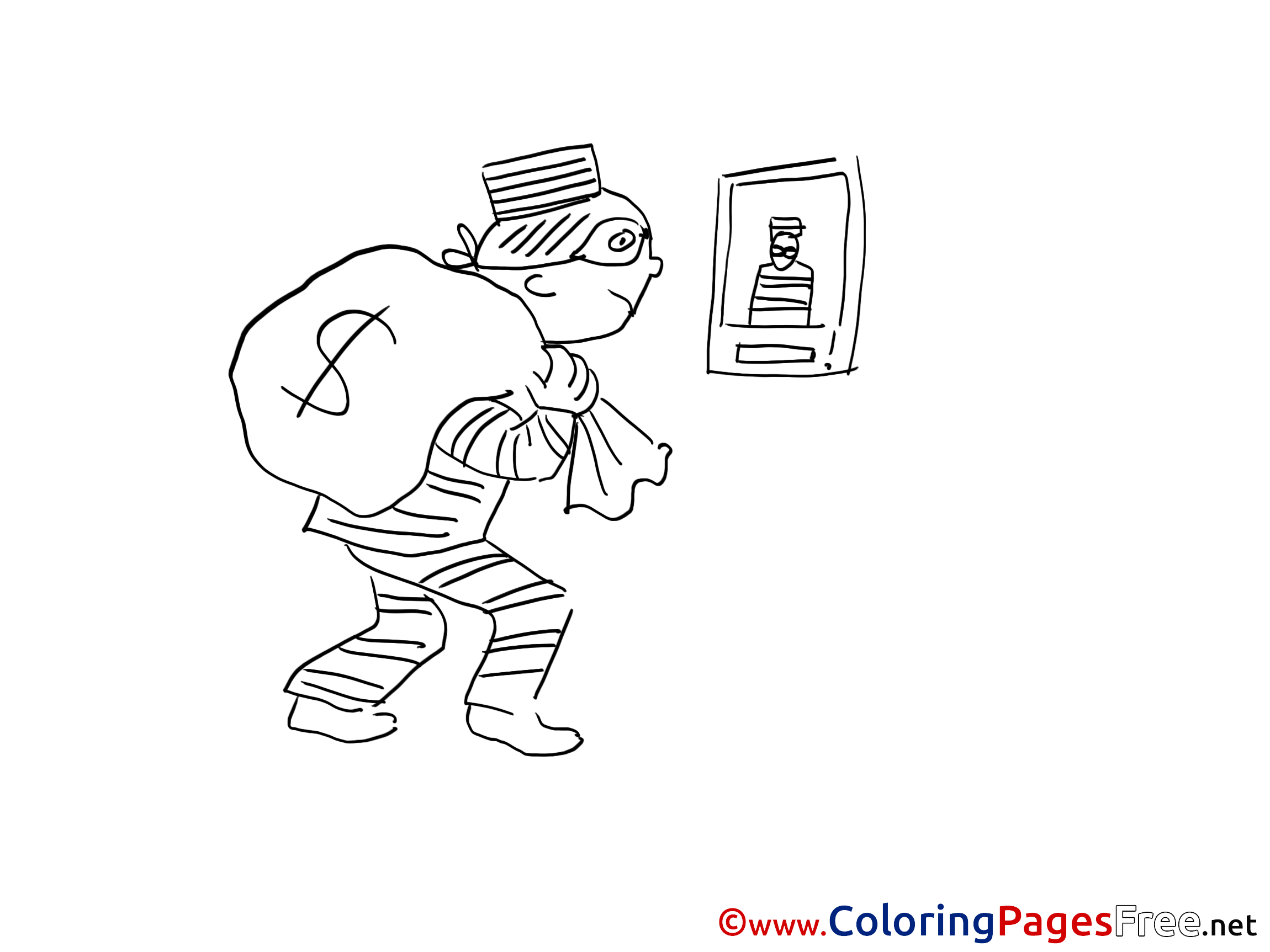 Robber Children download Colouring Page