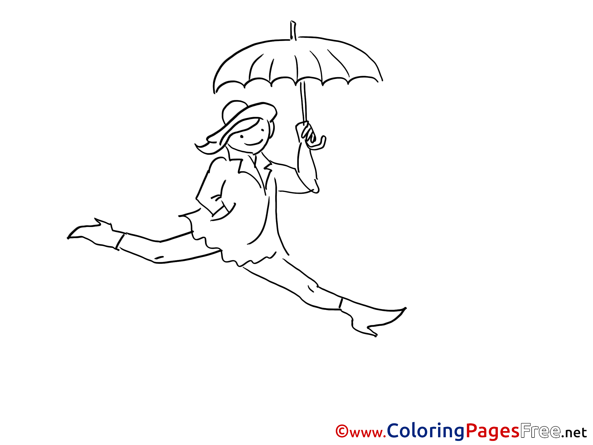 Umbrella Children Coloring Pages free
