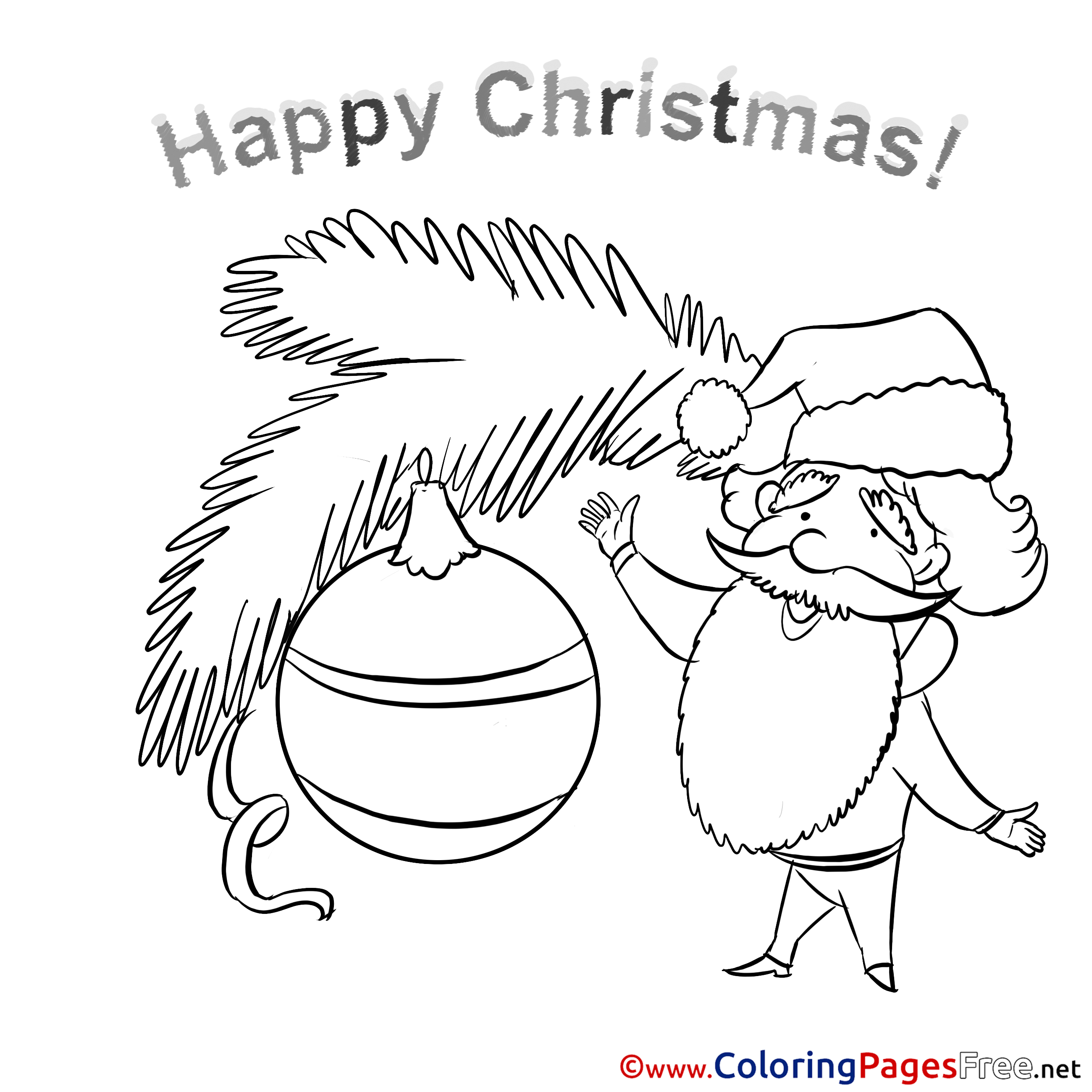 Beard Santa Claus Christmas Coloring Pages Free