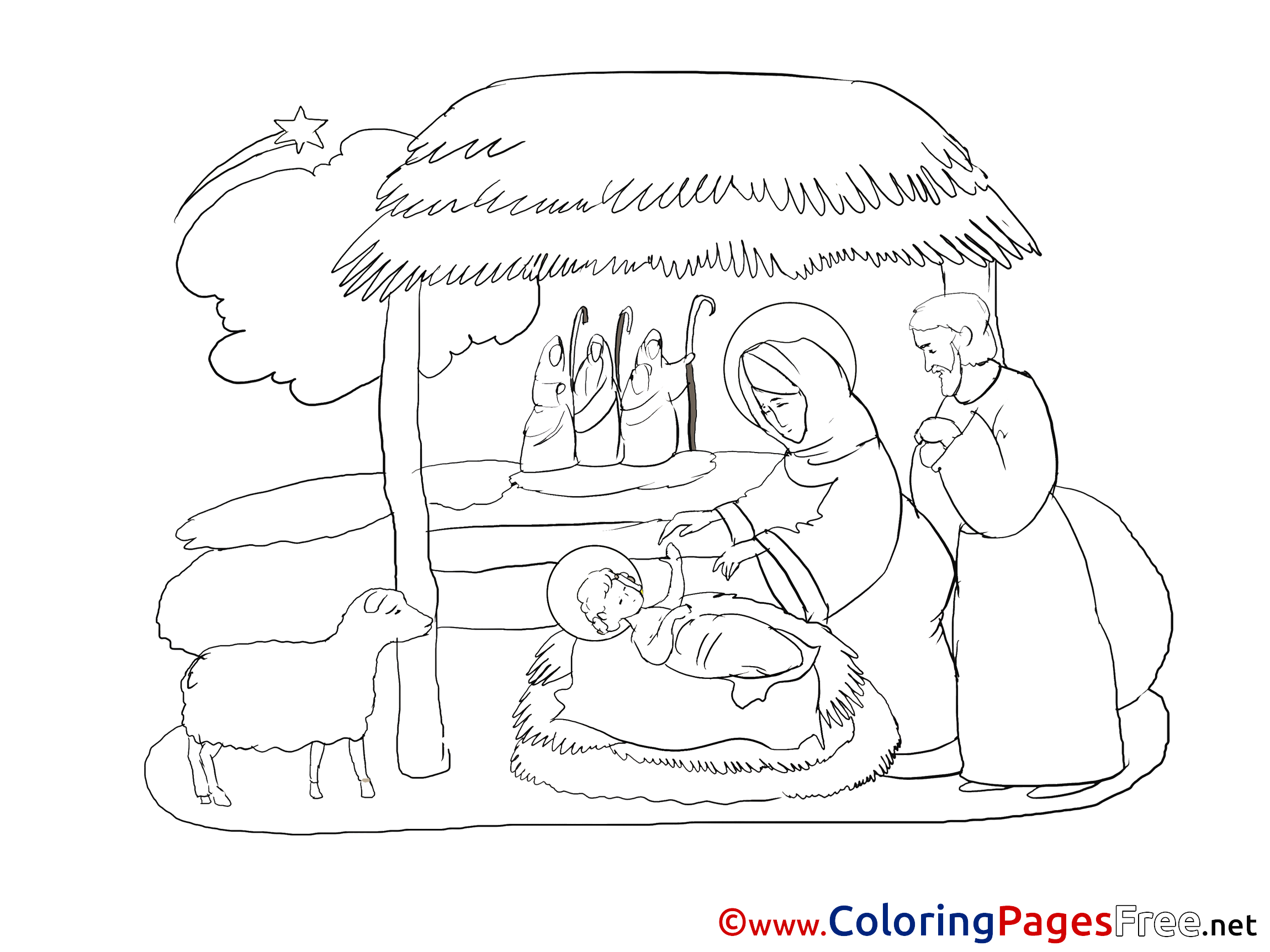 Creche Kids Christmas Coloring Pages