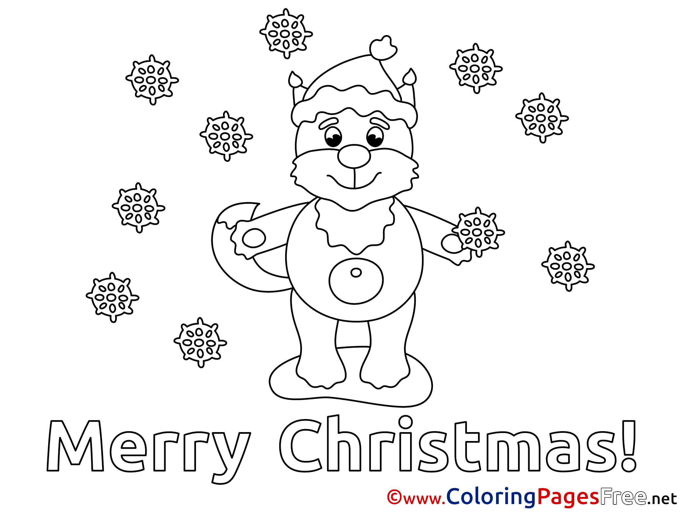 Fox Christmas Coloring Pages free