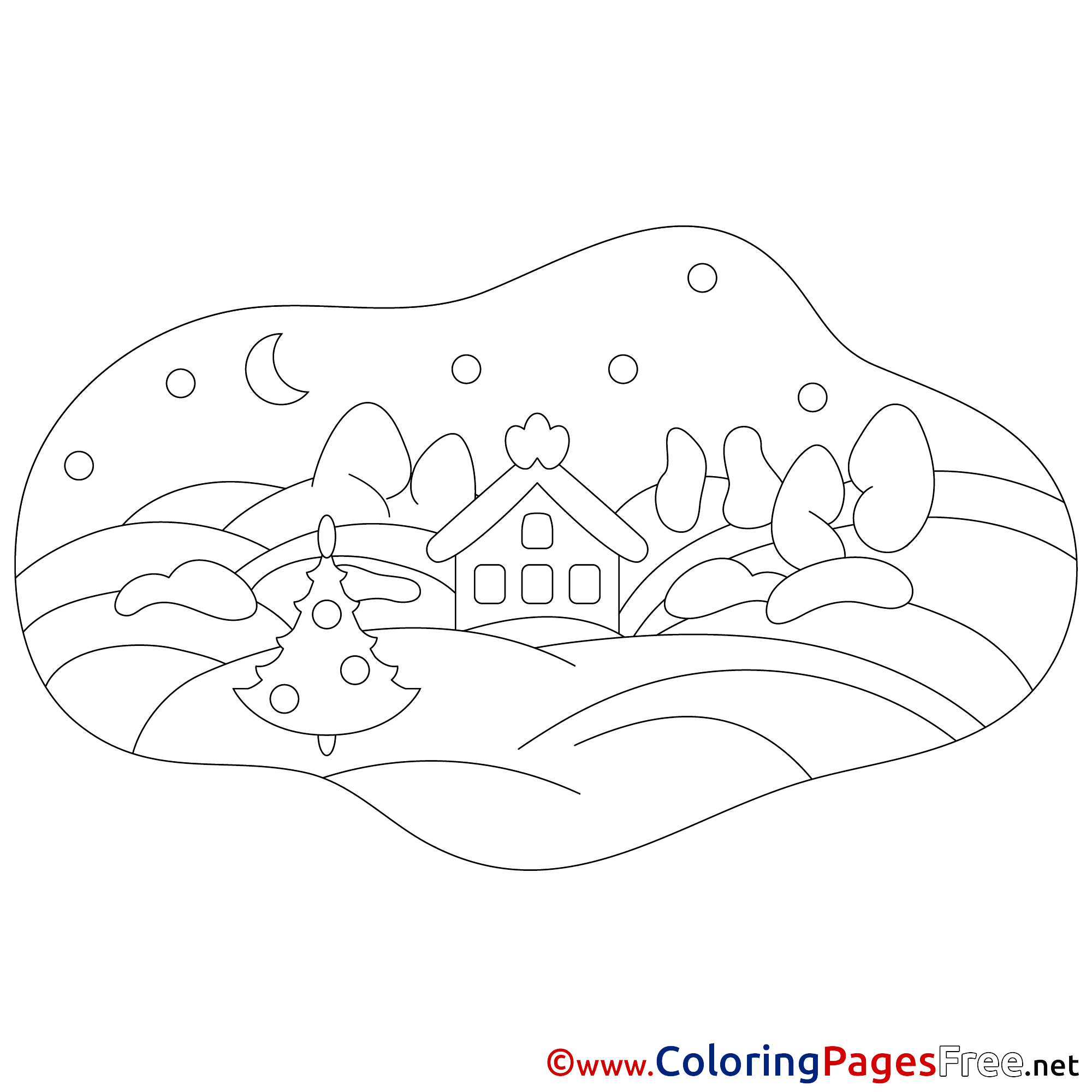 House Coloring Pages Christmas