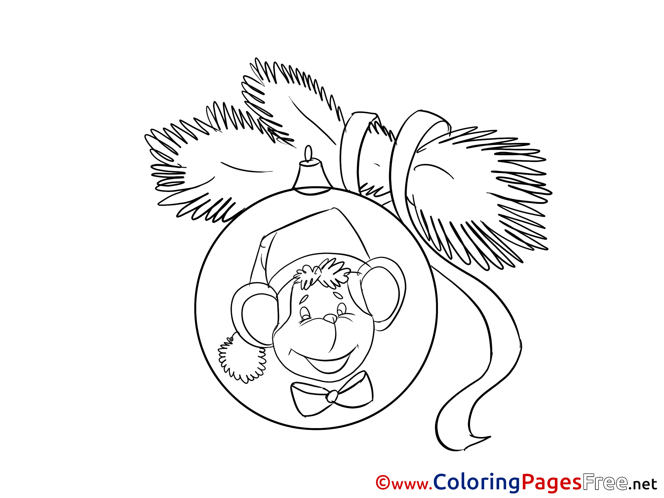 Monkey Christmas Coloring Pages