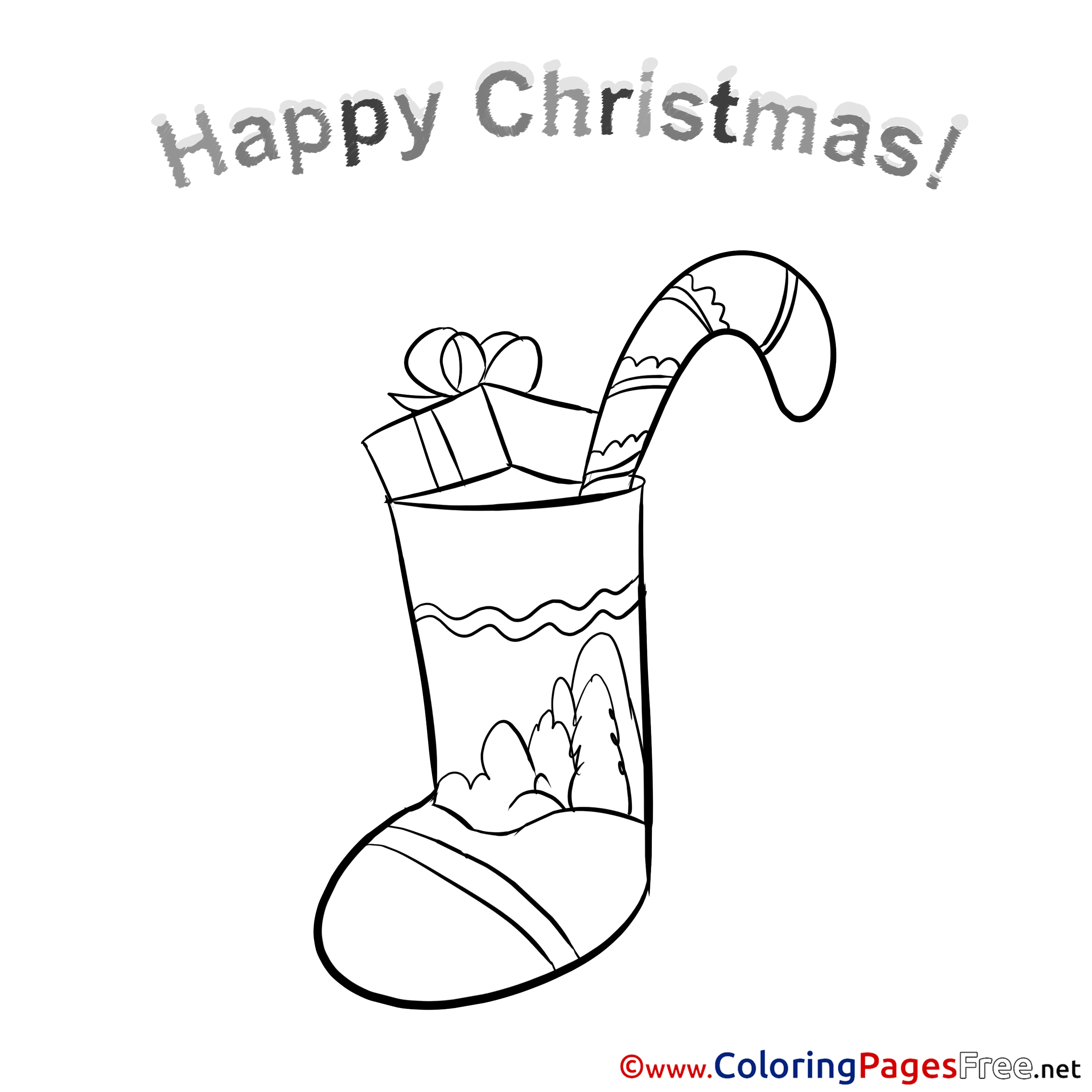 Sock free Colouring Page Christmas
