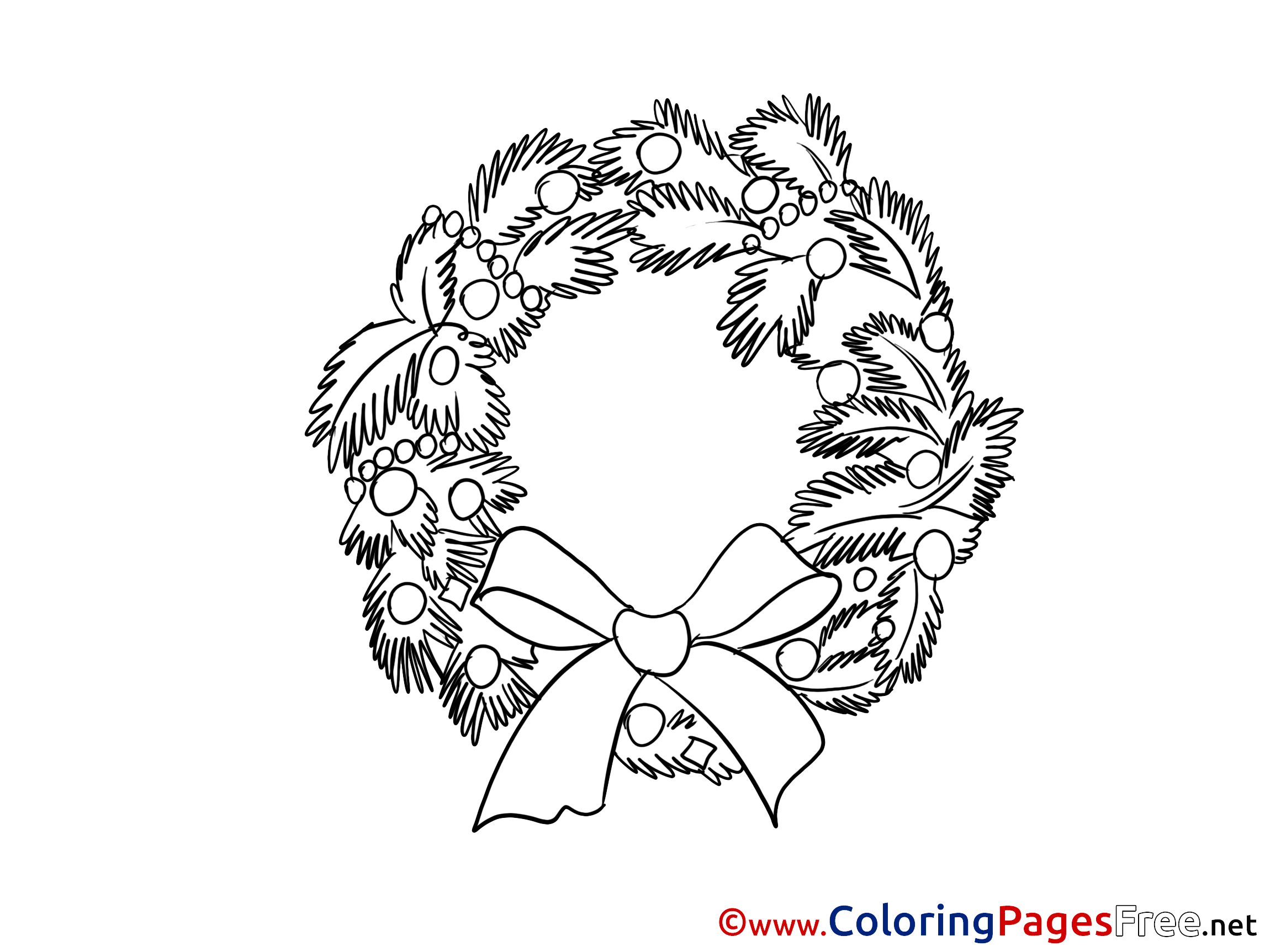 Download Wreath Christmas Colouring Sheet free