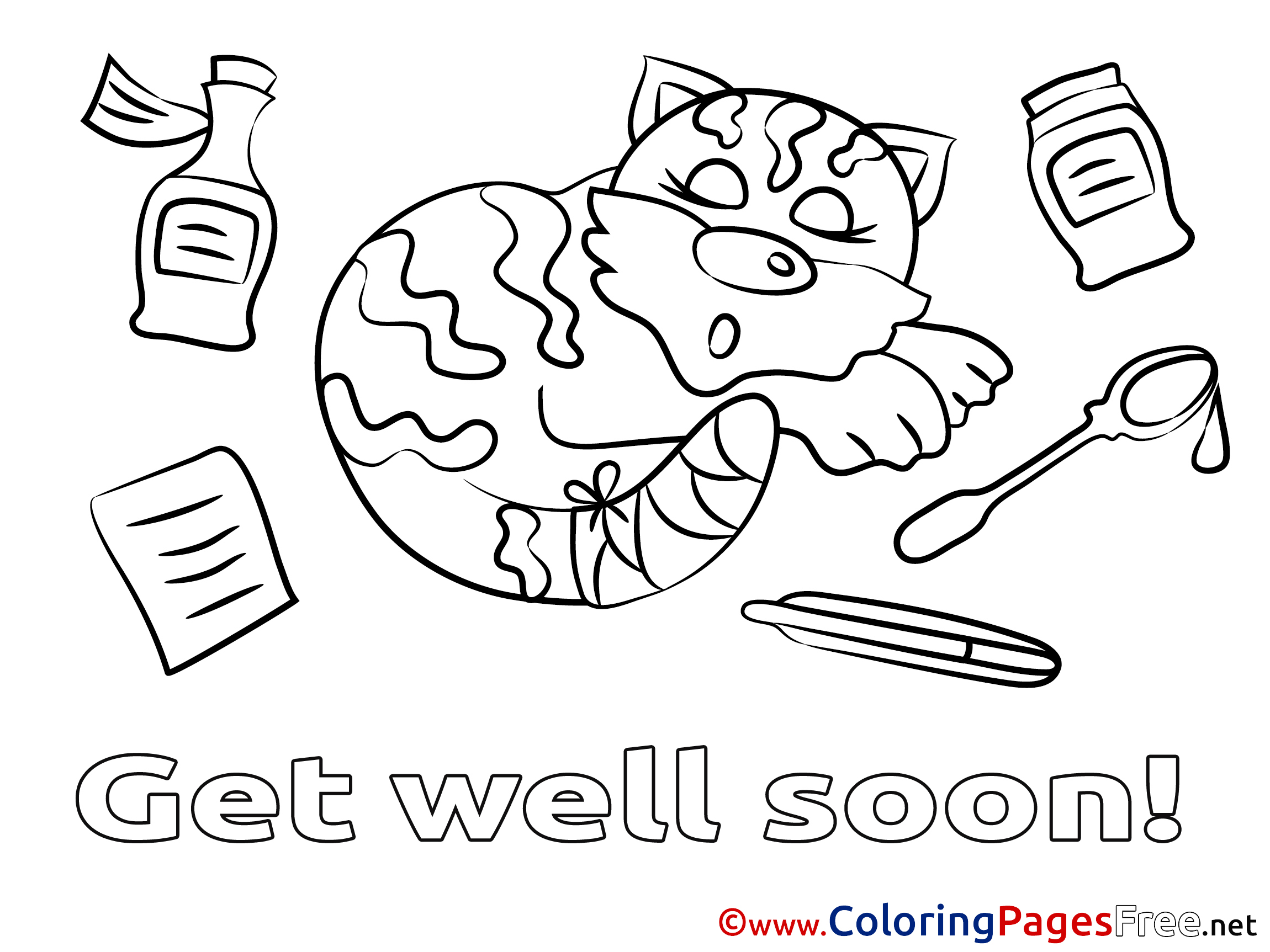 Cat Get Well Soon Coloring Pages Download