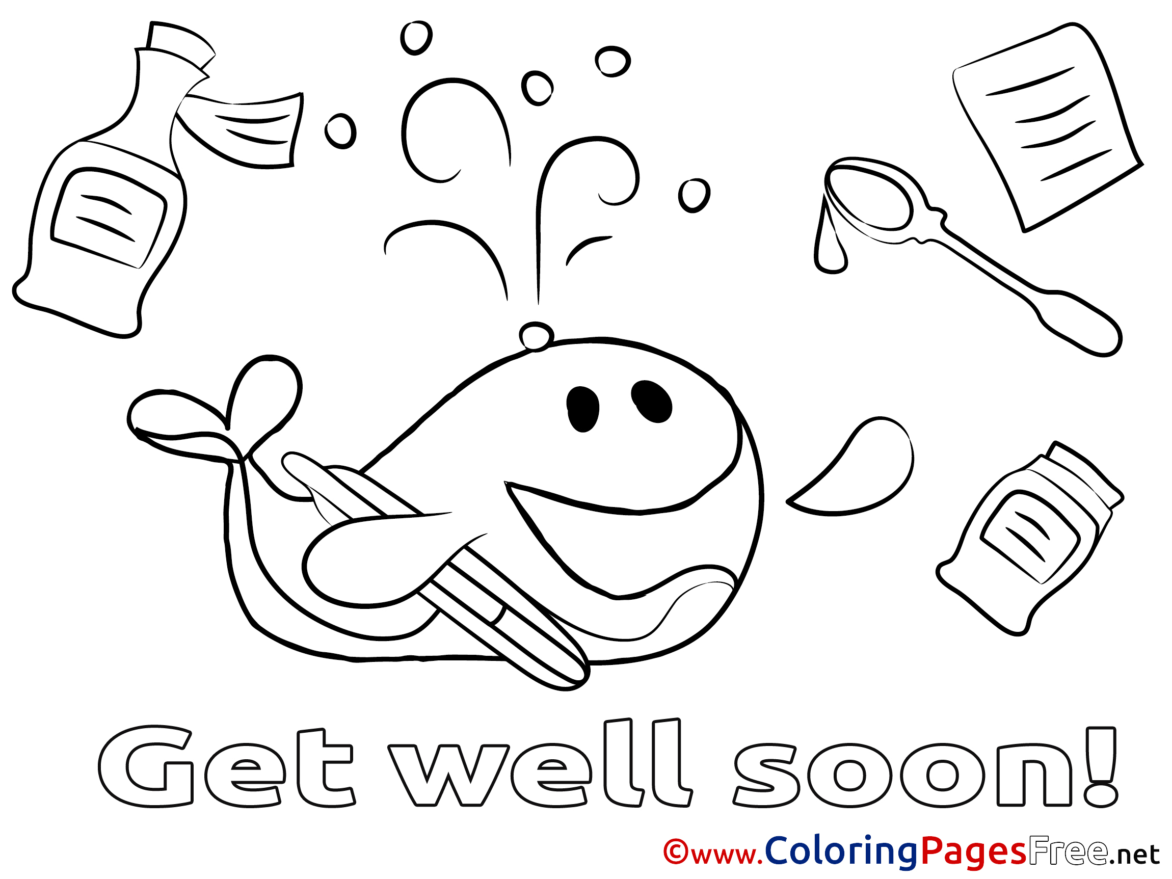 Whale Get Well Soon Free Coloring Pages