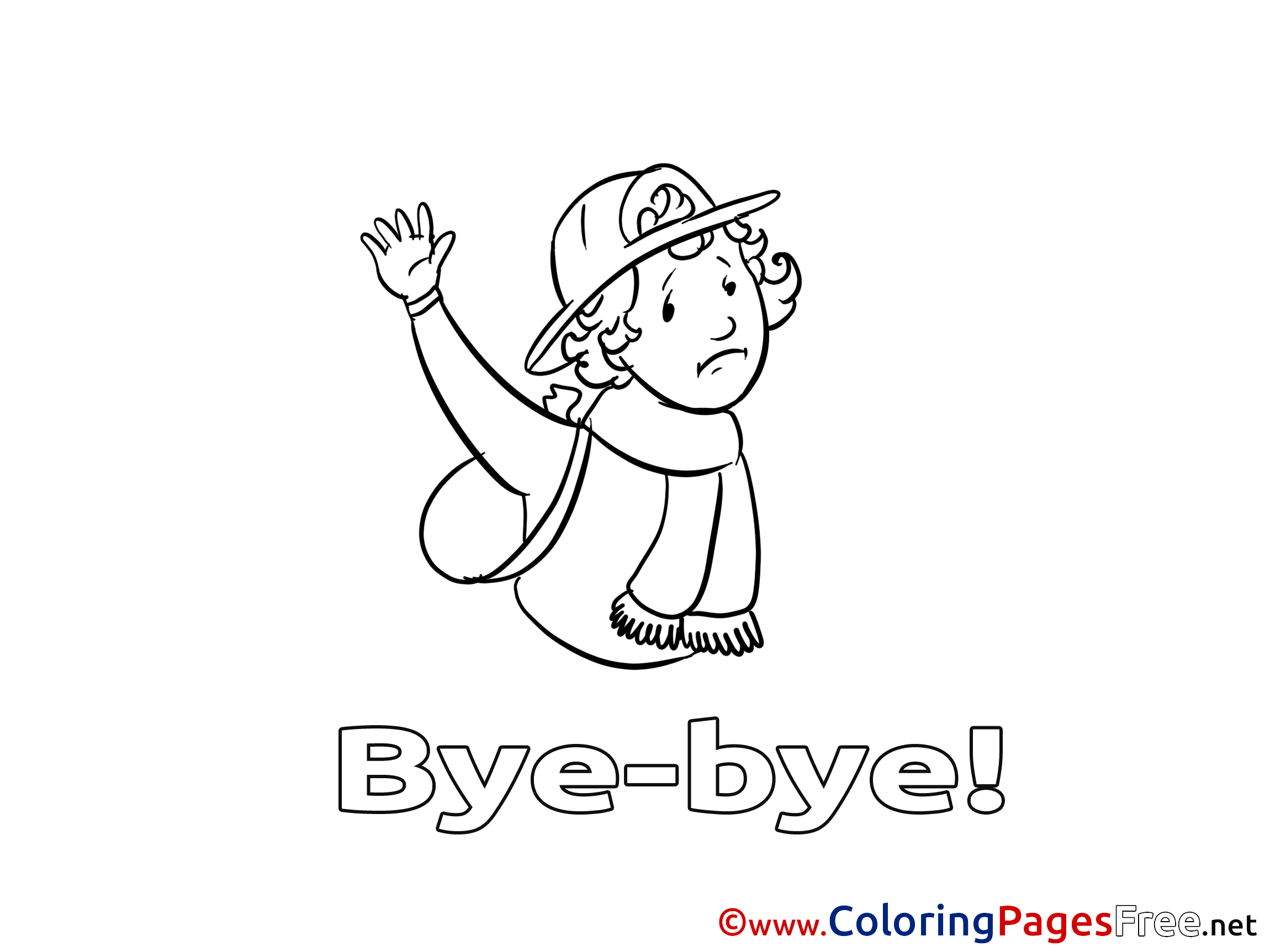 Boy Printable Good Bye Coloring Sheets