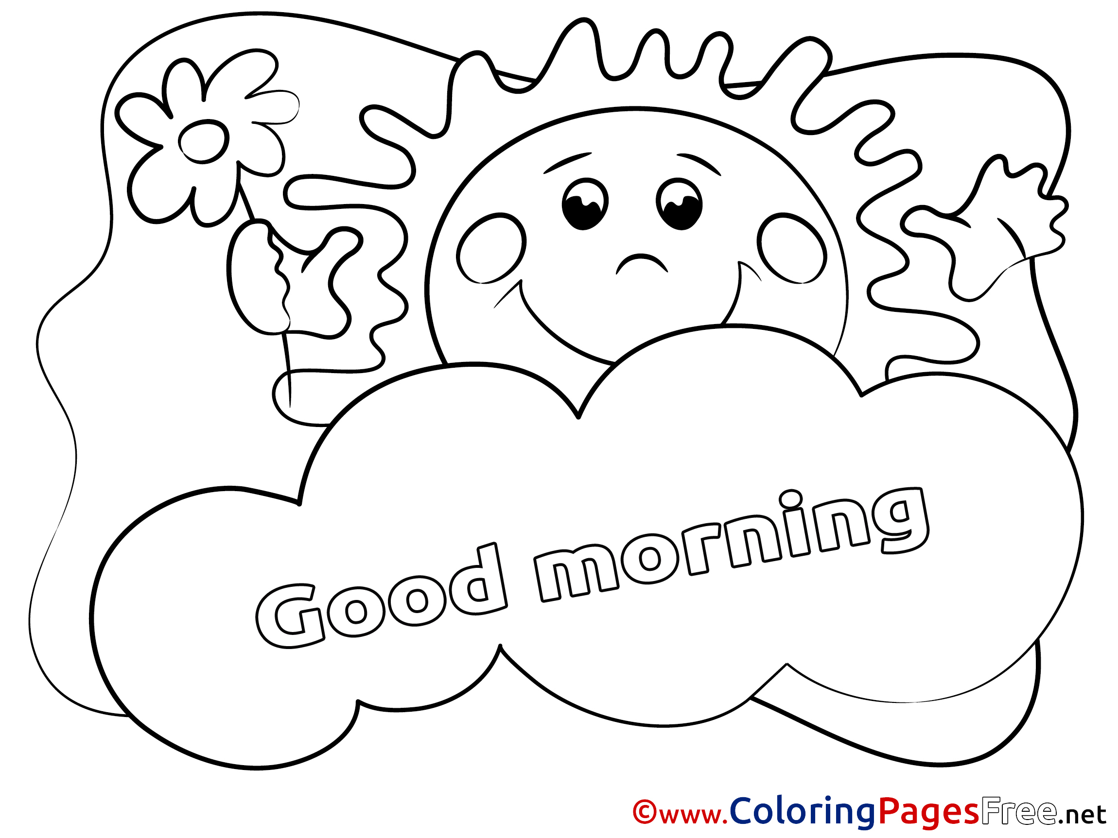 Cloud free Colouring Page Good Morning