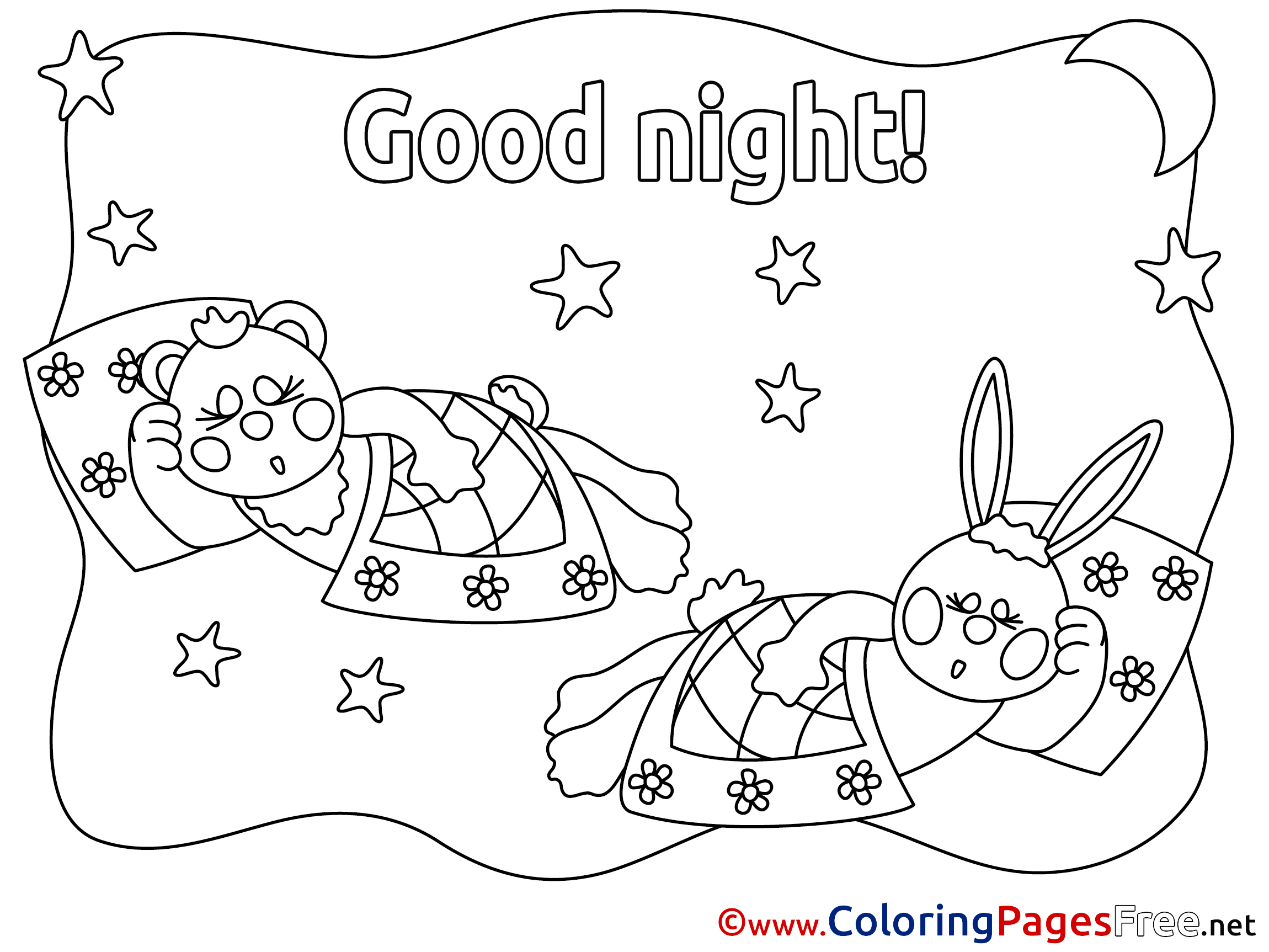 Bunny Good Night Free Coloring Pages