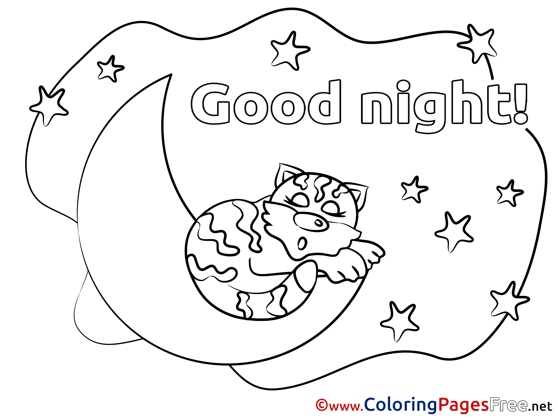 Moon printable Good Night Coloring Sheets